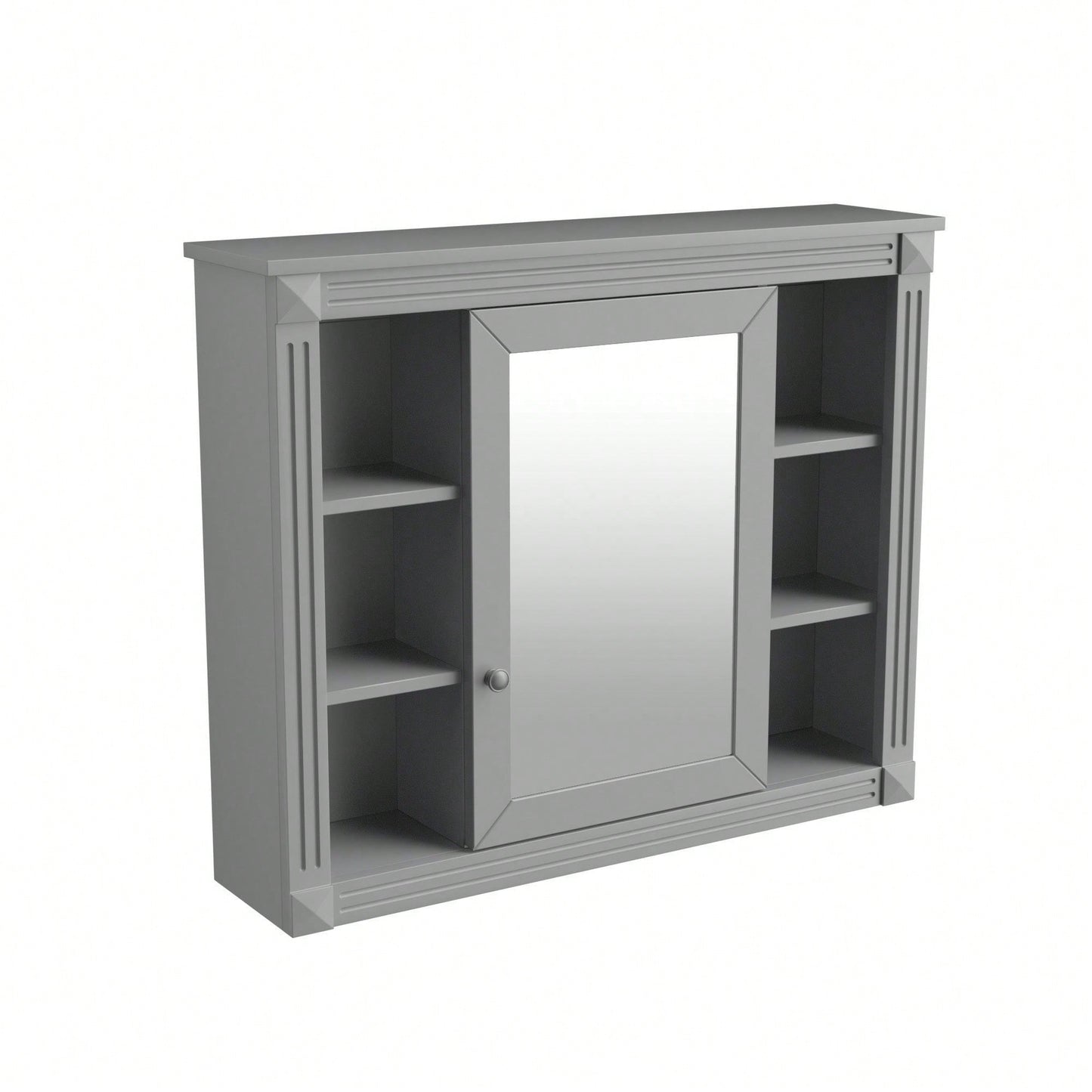 35'' X 28'' Wall Mounted Bathroom Storage Cabinet, Modern Bathroom Wall Cabinet With Mirror, Mirror Cabinet With 6 Open Shelves
