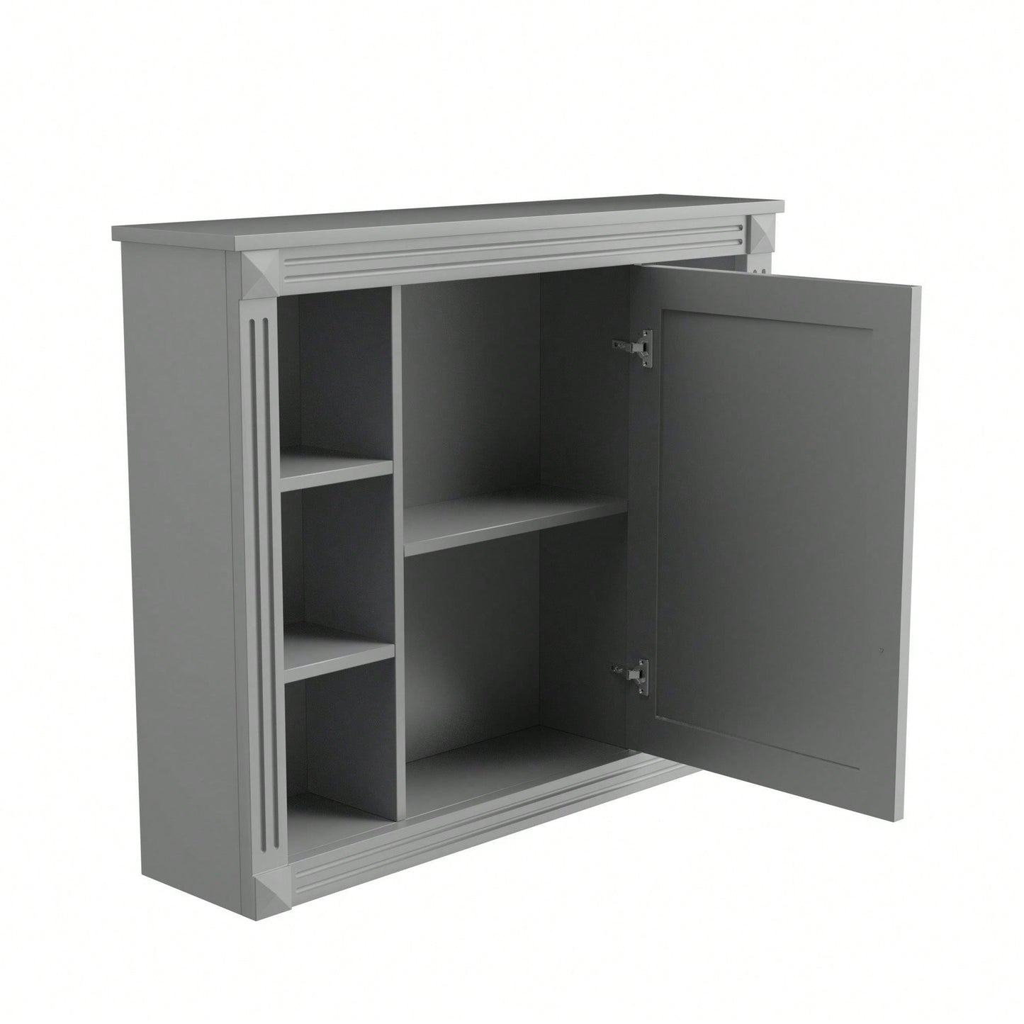 35'' X 28'' Wall Mounted Bathroom Storage Cabinet, Modern Bathroom Wall Cabinet With Mirror, Mirror Cabinet With 6 Open Shelves