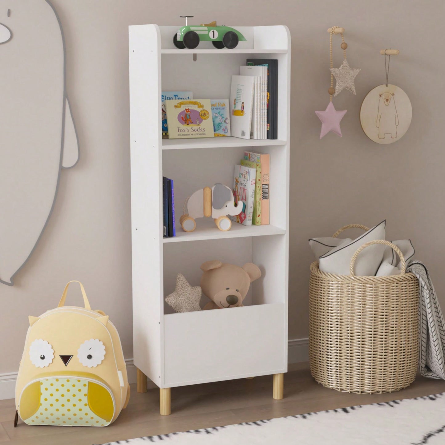 4-Tier Bookcase, Children's Book Display, Bookshelf Toy Storage Cabinet Organizer For Children's Room, Playroom, Nursery