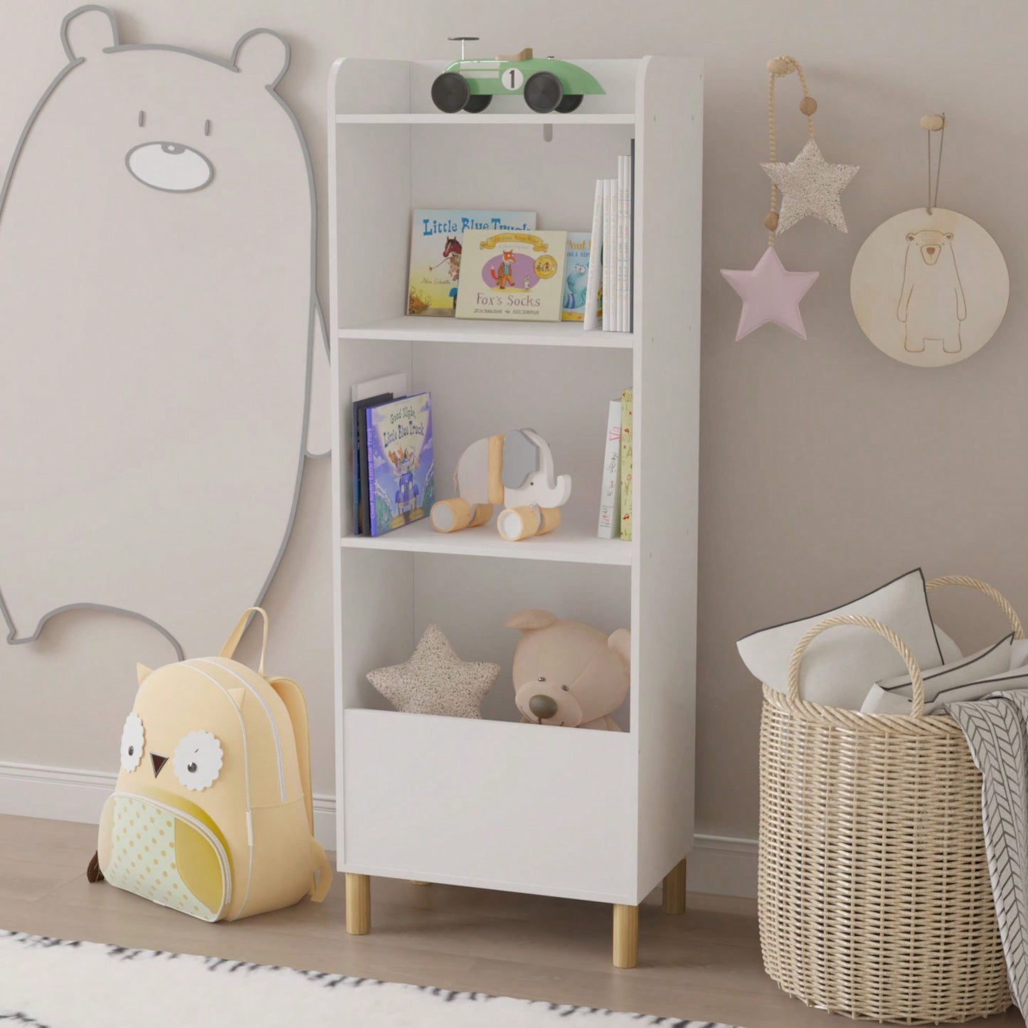 4-Tier Bookcase, Children's Book Display, Bookshelf Toy Storage Cabinet Organizer For Children's Room, Playroom, Nursery