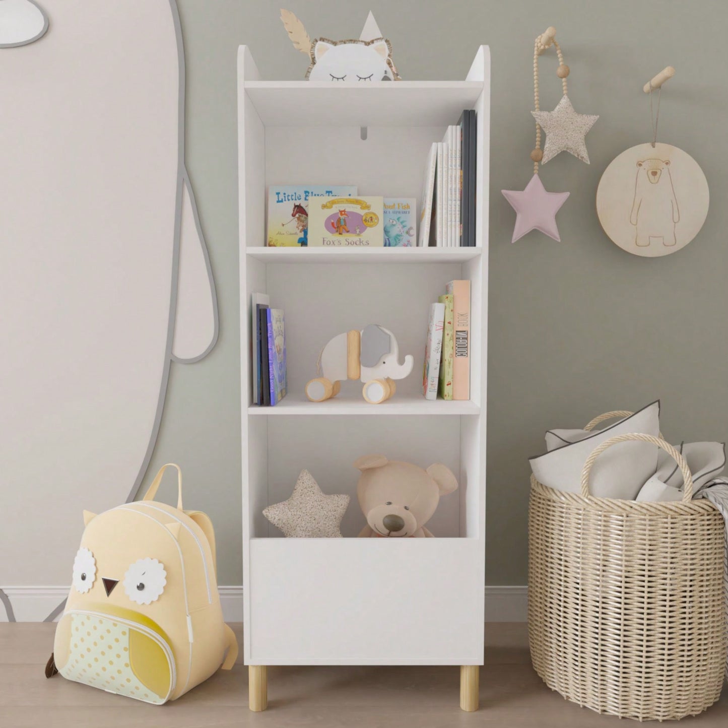 4-Tier Bookcase, Children's Book Display, Bookshelf Toy Storage Cabinet Organizer For Children's Room, Playroom, Nursery