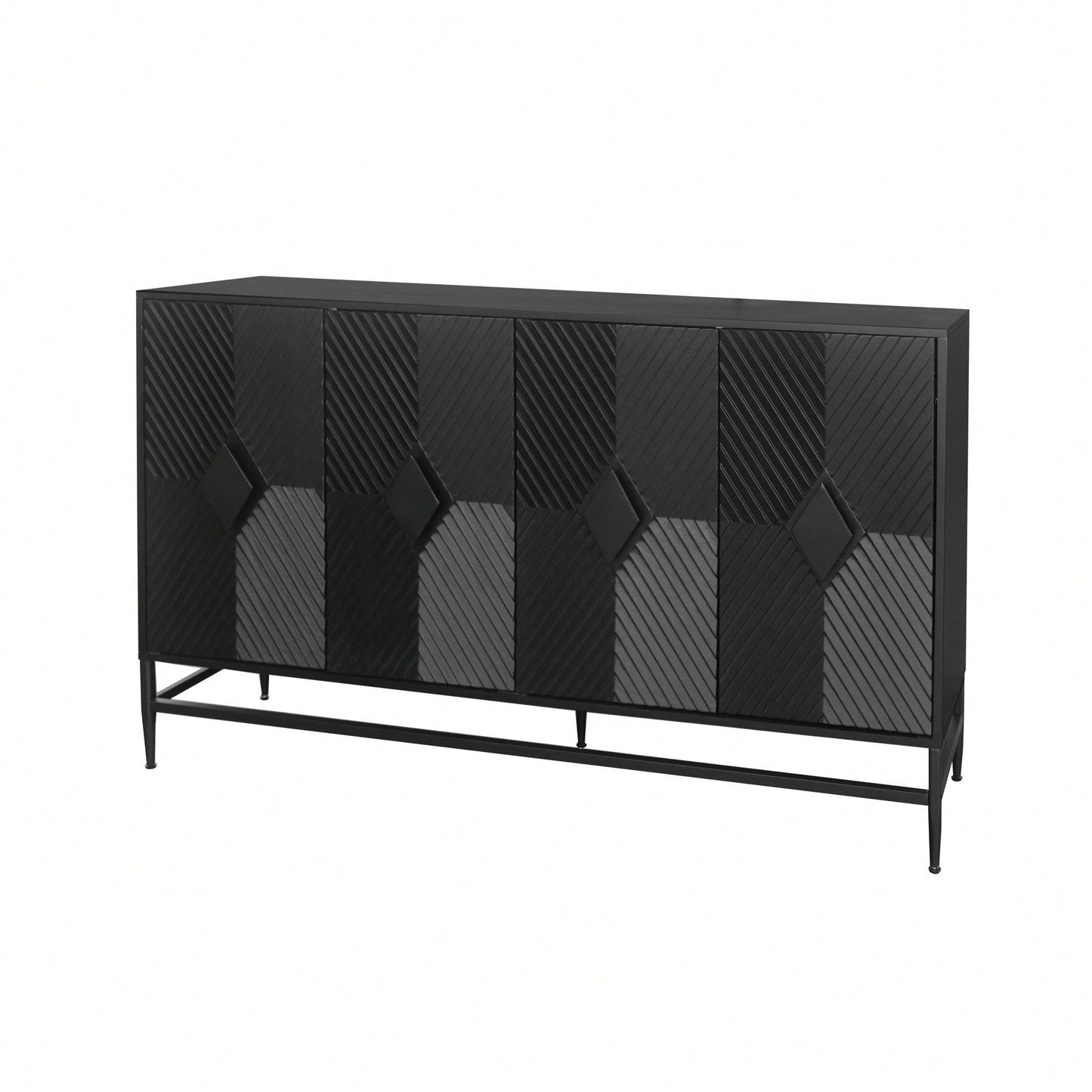 4 Door Wooden Cabinet Sideboard Buffet Server Cabinet Storage Cabinet, For Living Room, Entryway, Hallway, Office, Kitchen And Dining Room