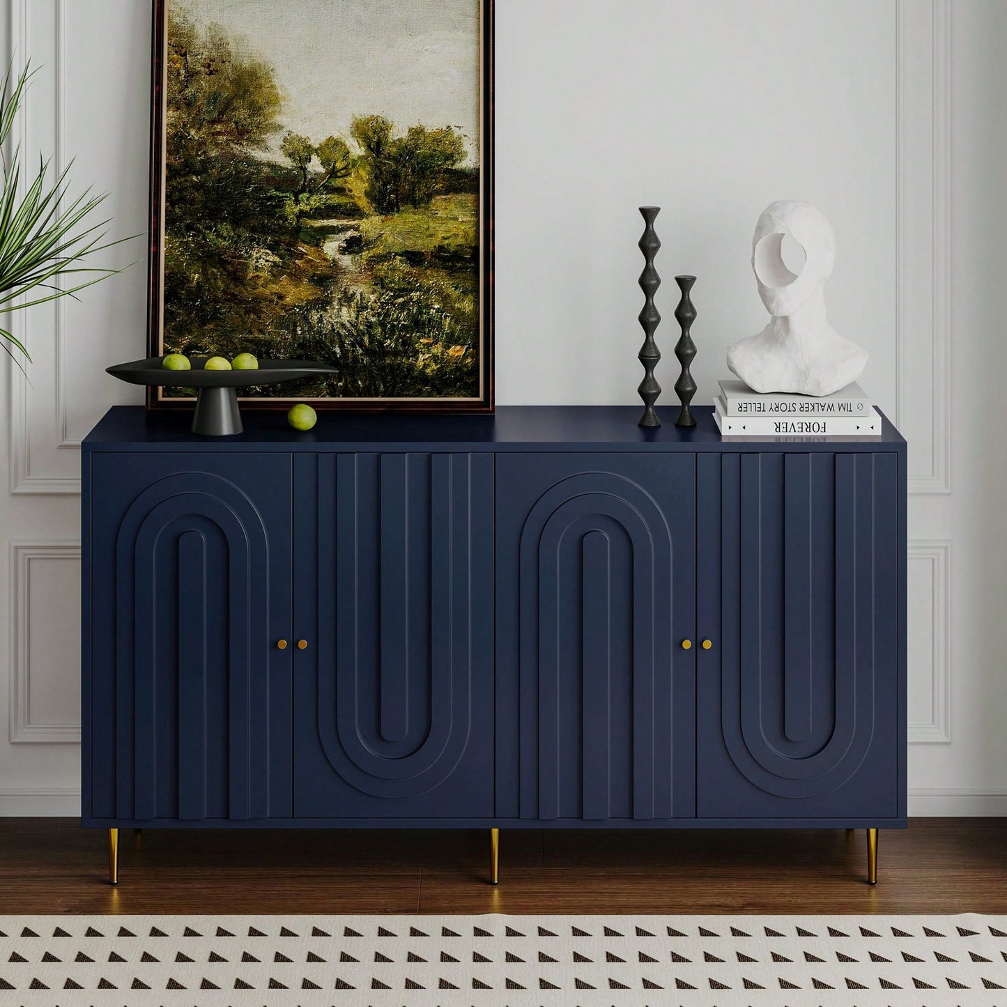 Modern 4 Door Wooden Cabinet Sideboard Buffet Server Cabinet Storage Cabinet