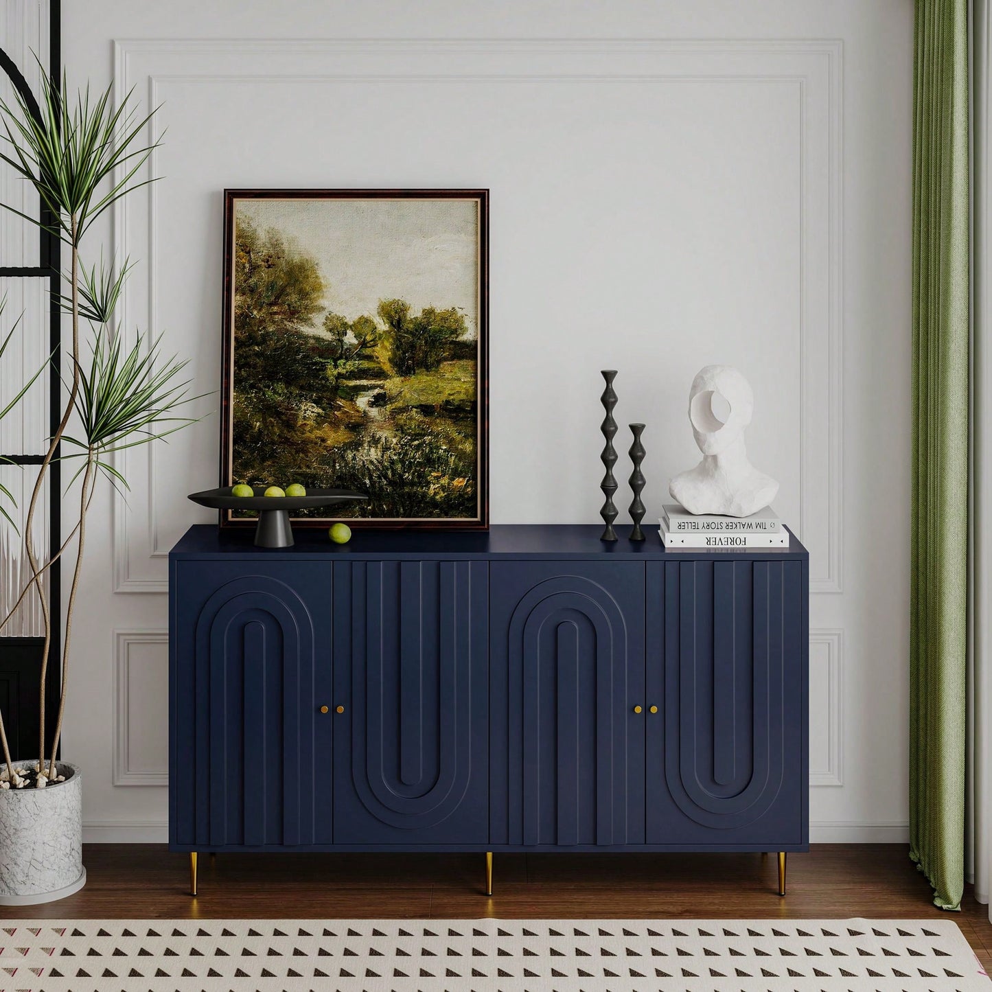 Modern 4 Door Wooden Cabinet Sideboard Buffet Server Cabinet Storage Cabinet