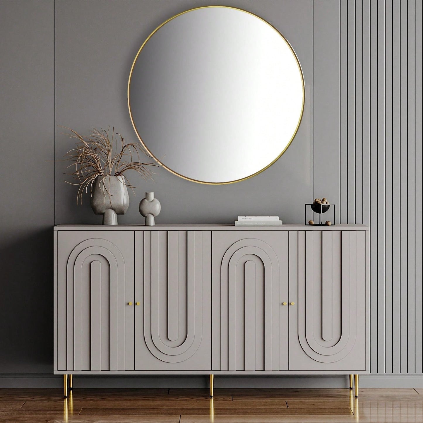 Modern 4 Door Wooden Cabinet Sideboard Buffet Server Cabinet Storage Cabinet