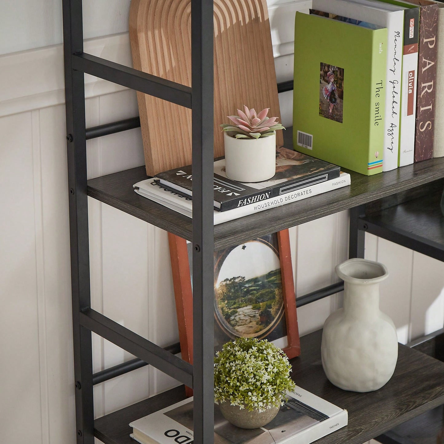 5-Shelf Bookshelves Industrial Retro Wooden Style Home And Office Large Open Bookshelves