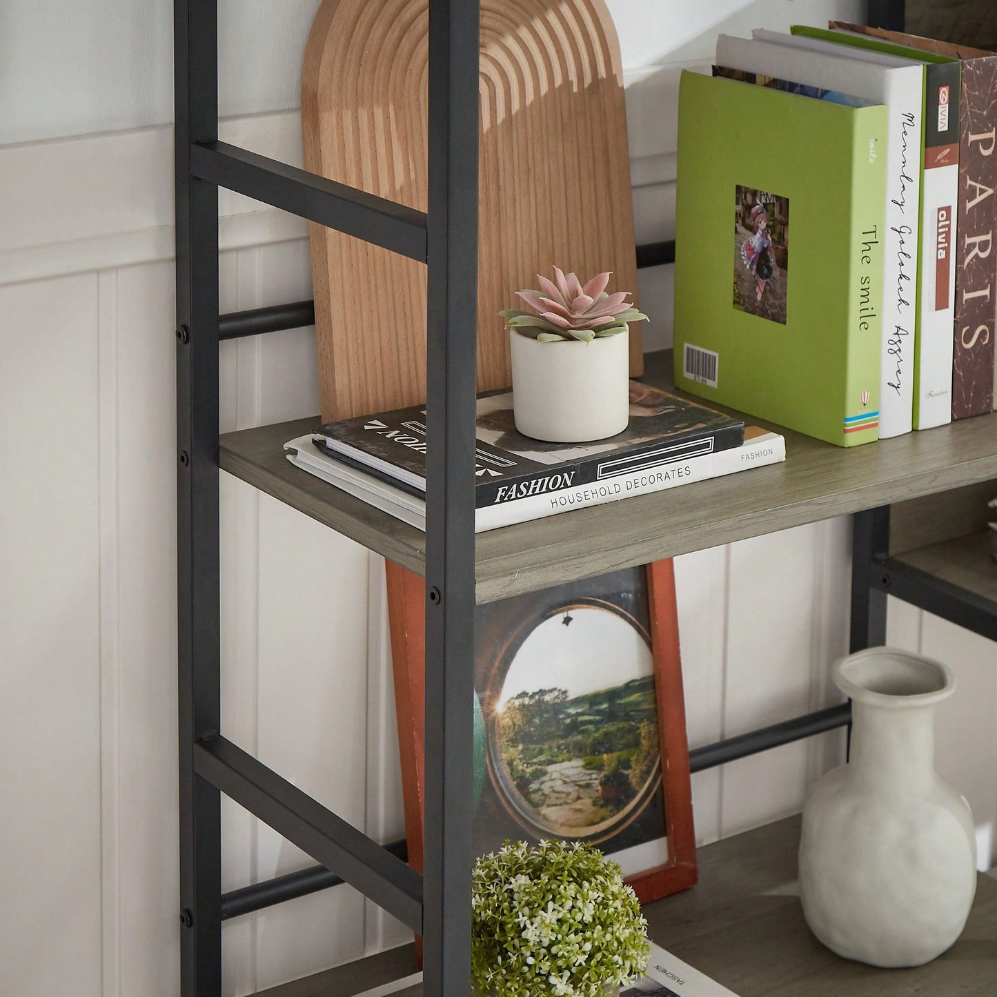 5-Shelf Bookshelves Industrial Retro Wooden Style Home And Office Large Open Bookshelves
