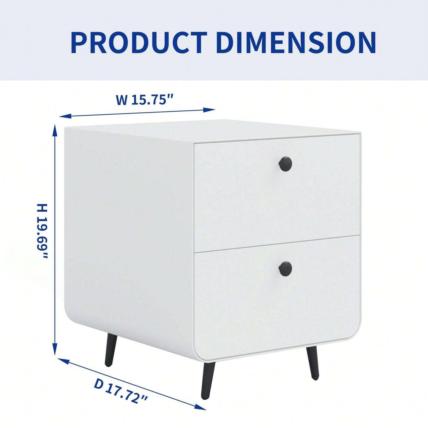 Modern Night Stand Storage Cabinet For Living Room Bedroom, Steel Cabinet With 3 Drawers,Bedside Furniture, Circular Handle