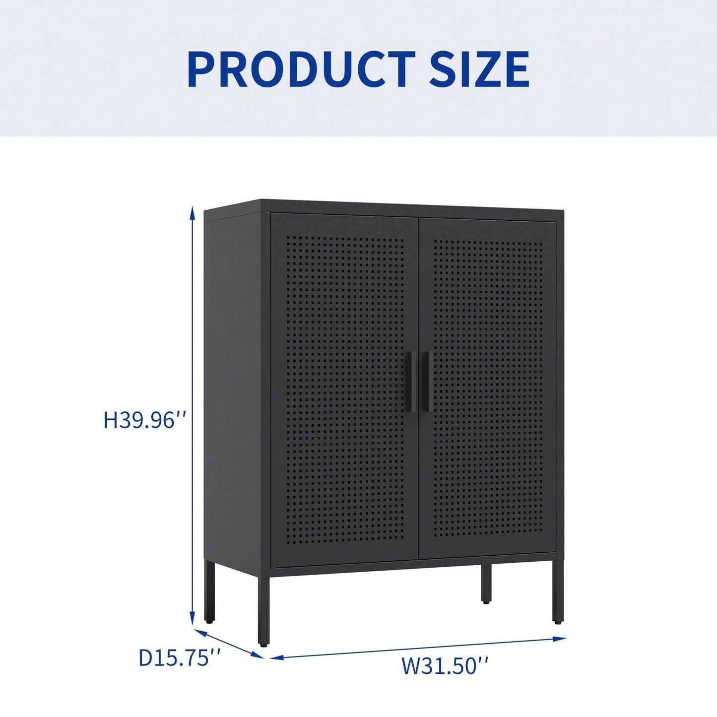 Lockable Metal Storage Cabinet with Adjustable Shelves for Home Office Garage School Gym Black