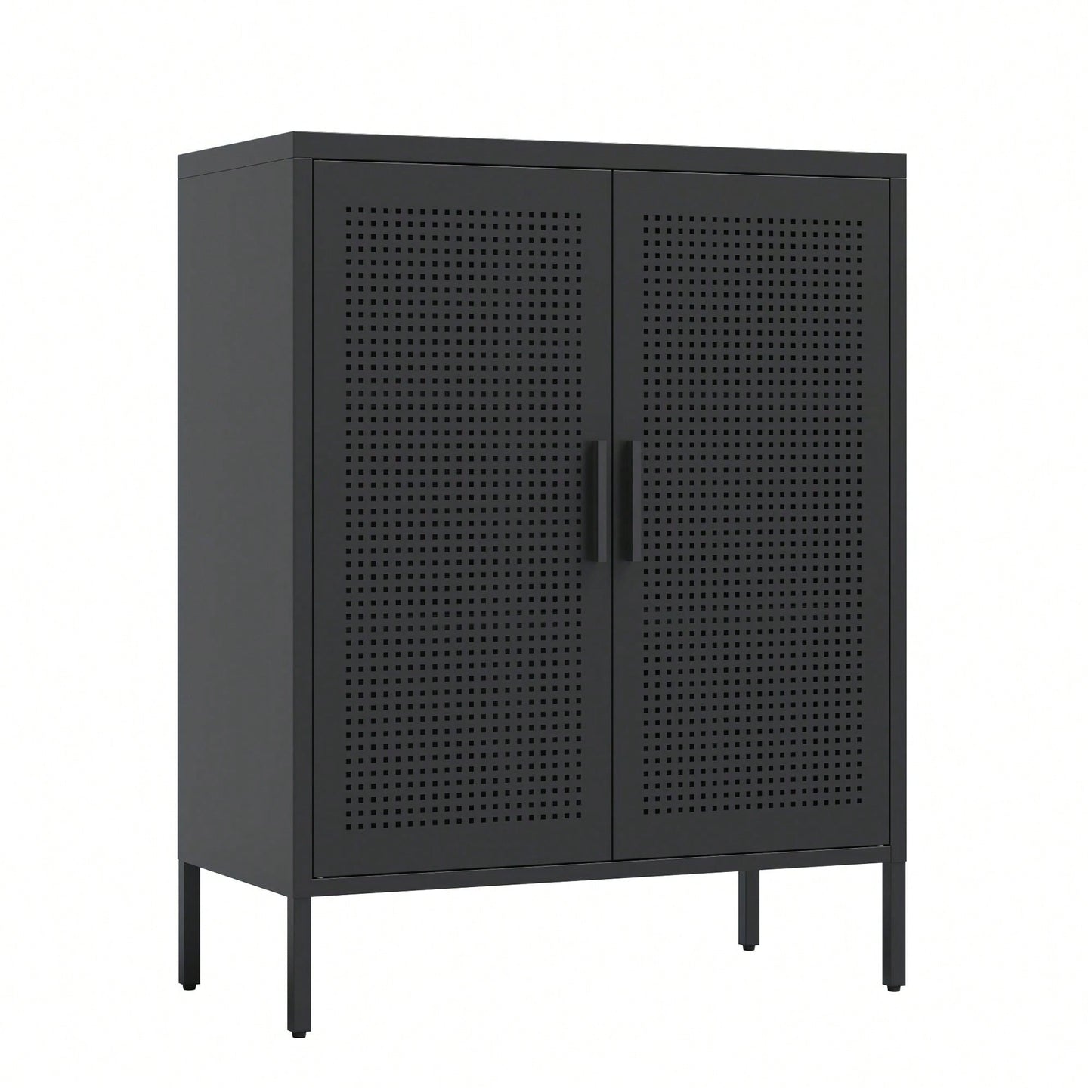 Lockable Metal Storage Cabinet with Adjustable Shelves for Home Office Garage School Gym Black
