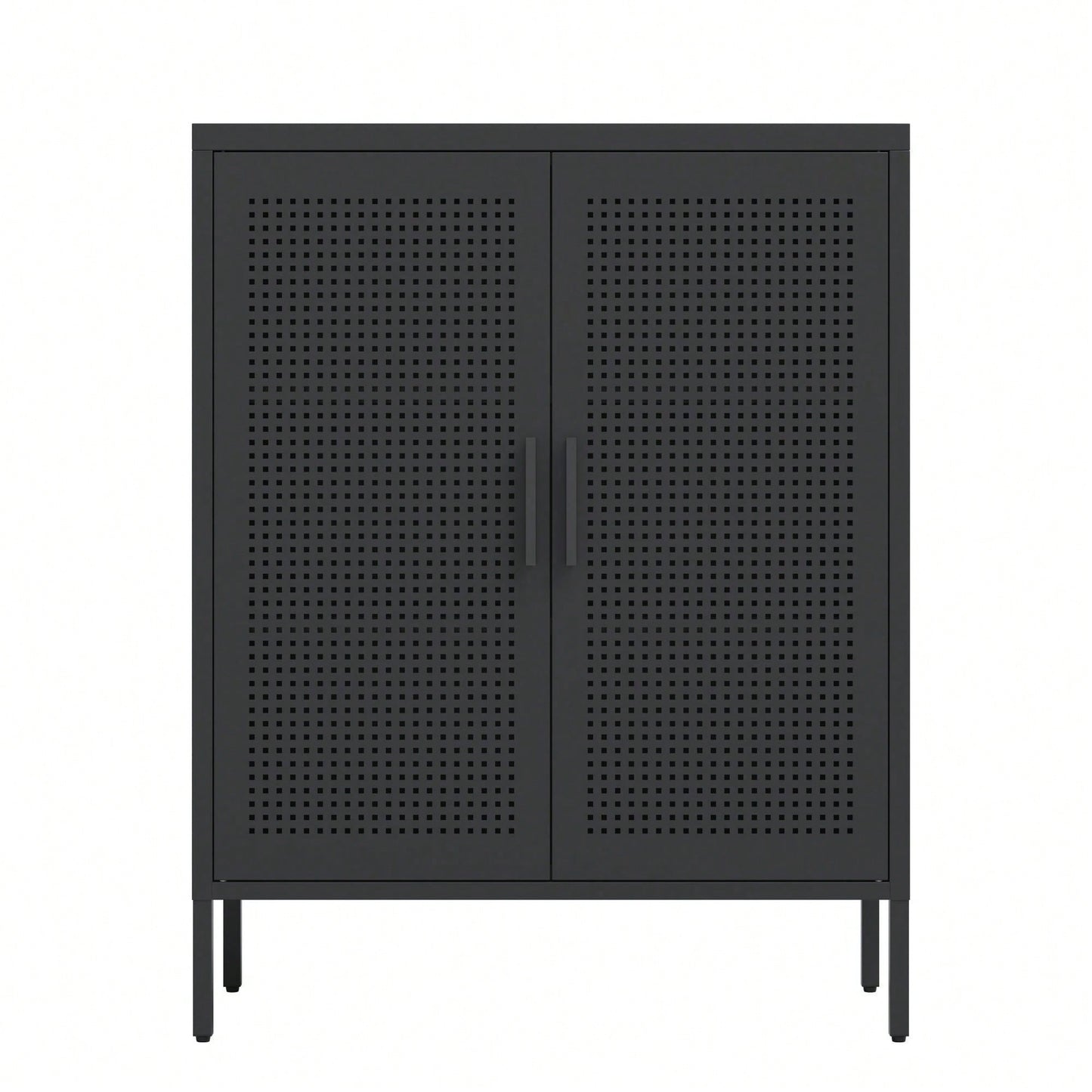 Lockable Metal Storage Cabinet with Adjustable Shelves for Home Office Garage School Gym Black
