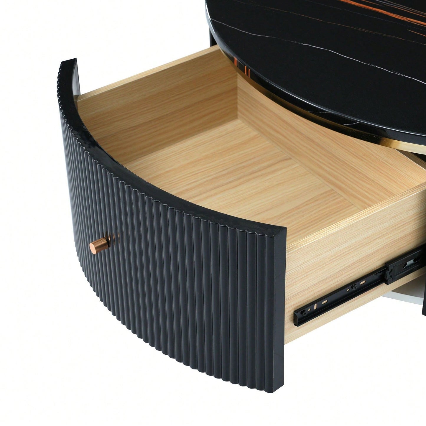 Modern Round Coffee Table With 2 Large Drawers Storage Accent Table (31.5'')