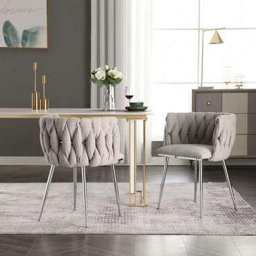 Leisure Dining Chairs Accent Chair Velvet Accent Lounge Chair With Metal Feet 2PC/SET