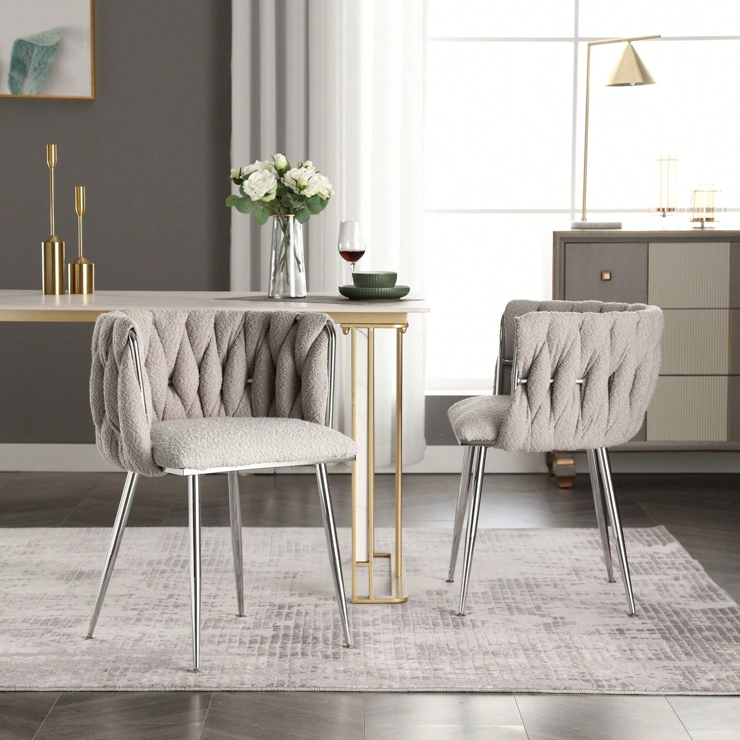 Leisure Dining Chairs Accent Chair Velvet Accent Lounge Chair With Metal Feet 2PC/SET