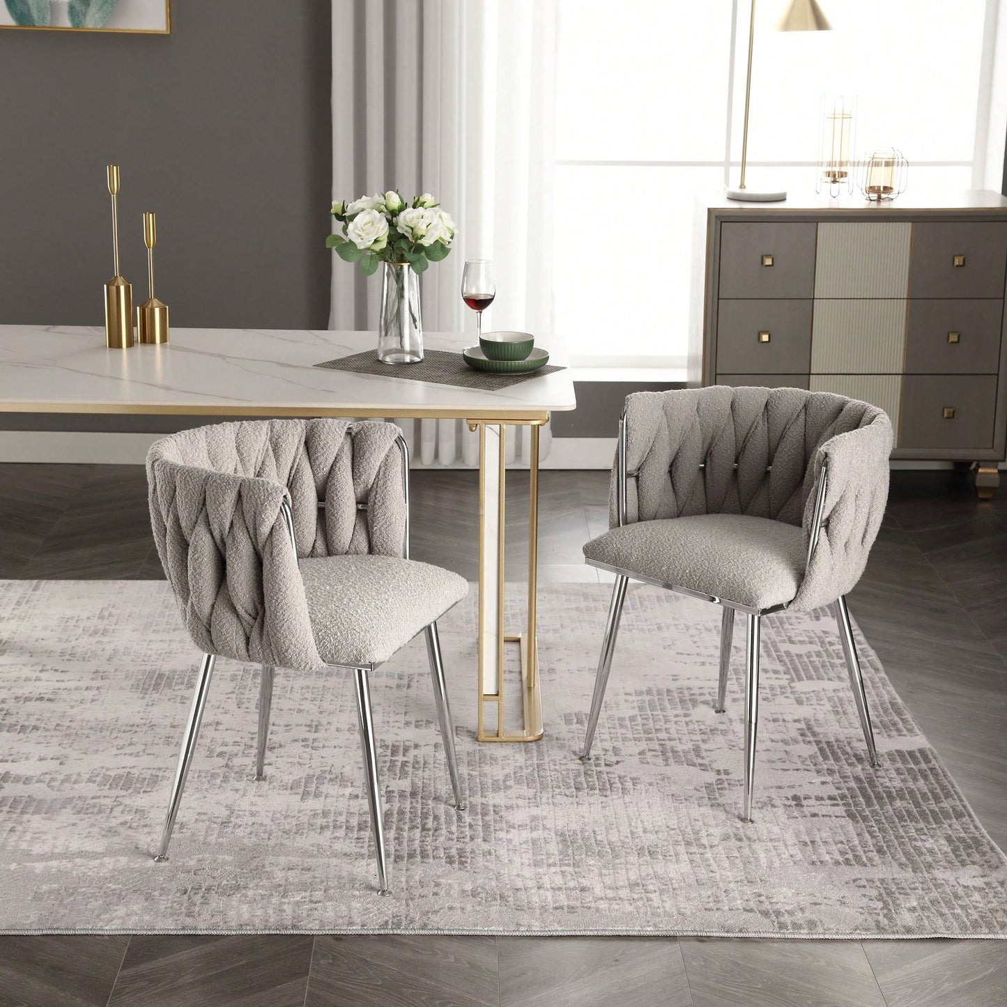 Leisure Dining Chairs Accent Chair Velvet Accent Lounge Chair With Metal Feet 2PC/SET