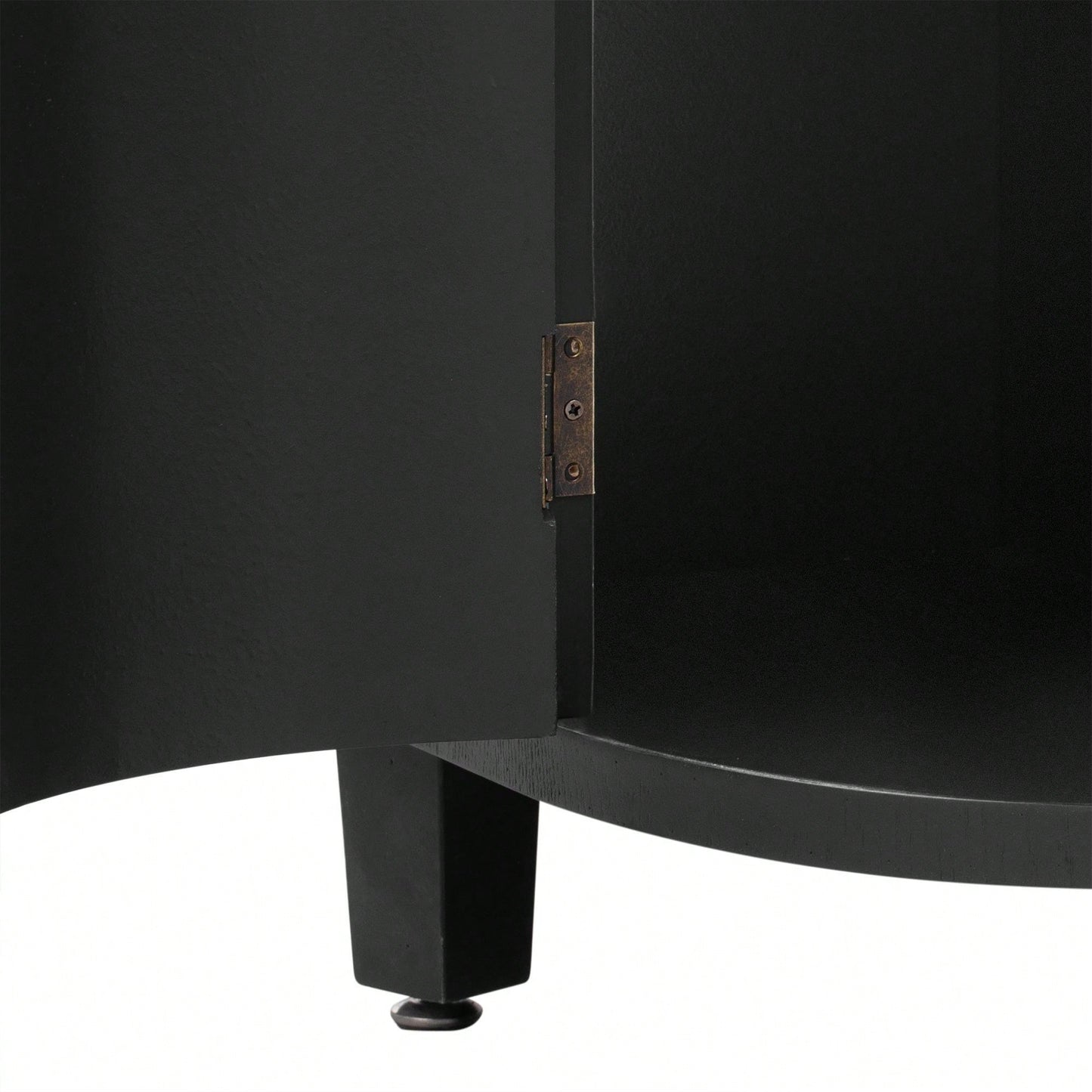 Curved Solid Wood Veneer Storage Cabinet with 4 Doors and Adjustable Shelves for Hallways and Studies