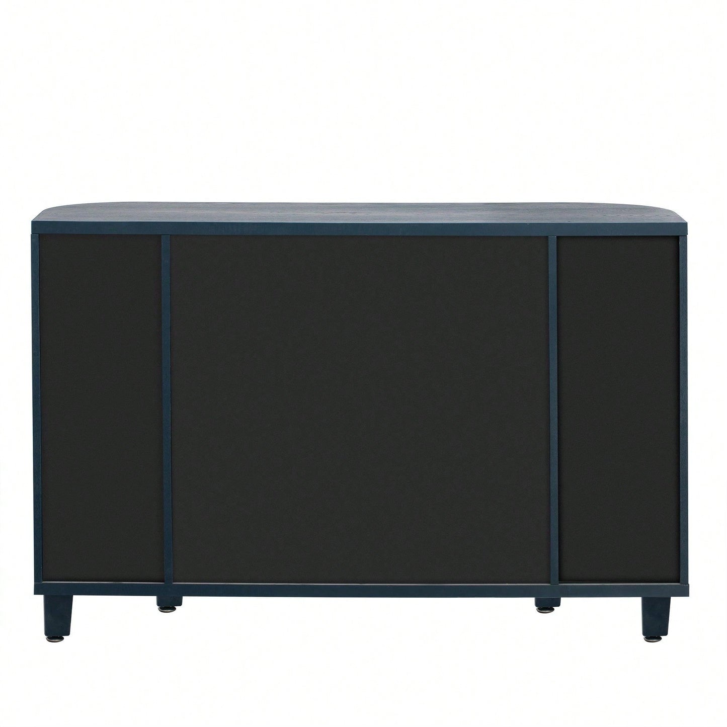 Curved Solid Wood Veneer Storage Cabinet with 4 Doors and Adjustable Shelves for Hallways and Studies
