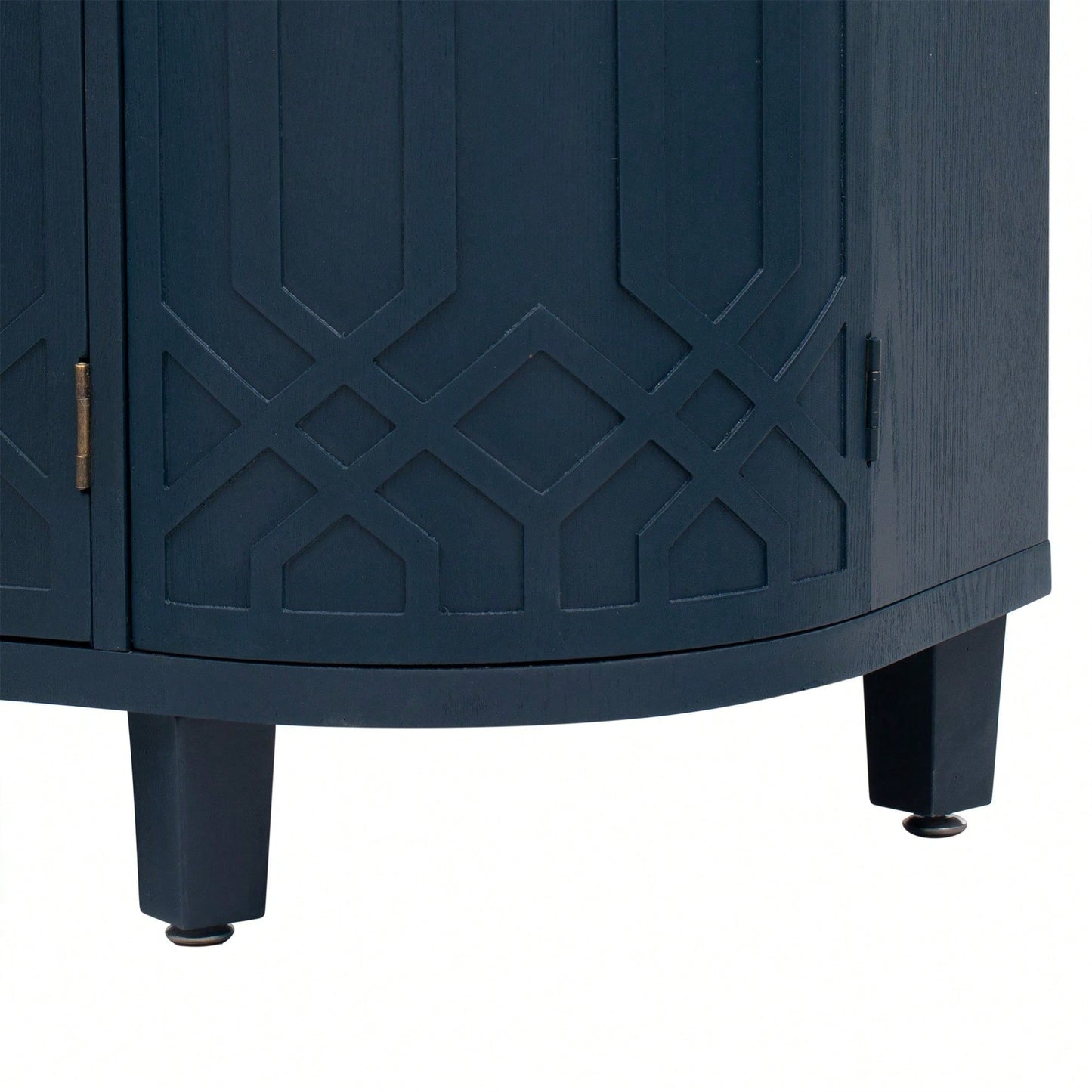 Curved Solid Wood Veneer Storage Cabinet with 4 Doors and Adjustable Shelves for Hallways and Studies