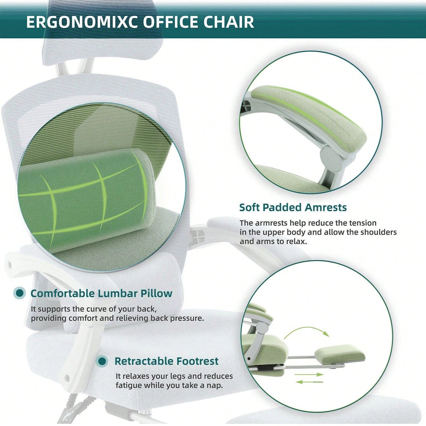 Mesh High Back Ergonomic Office Chair Lumbar Support Pillow Computer Desk Chair