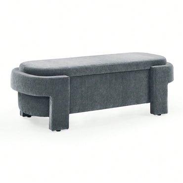 Large Storage Entry Bench With Soft Chenille Upholstery And Quality Foam, Grey