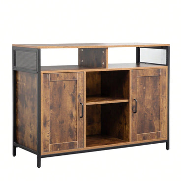 Storage Cabinet With Open Shelves For Kitchen Dining Room Living Room, Industrial Style