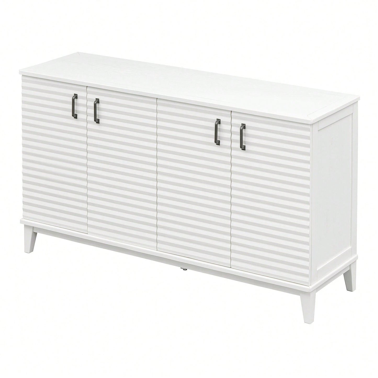 4 Door Large Storage Buffet With Adjustable Shelves And Metal Handles For Kitchen, Living Room, Dining Room