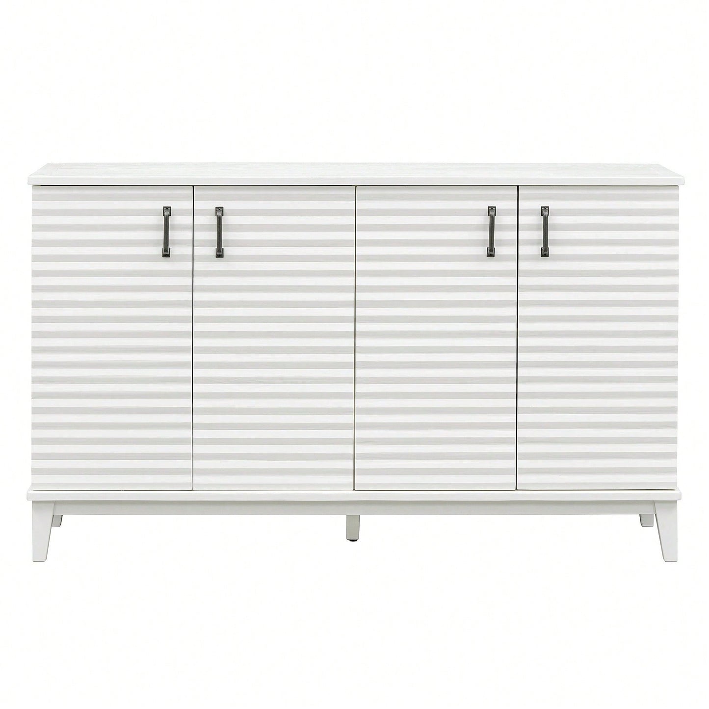 4 Door Large Storage Buffet With Adjustable Shelves And Metal Handles For Kitchen, Living Room, Dining Room