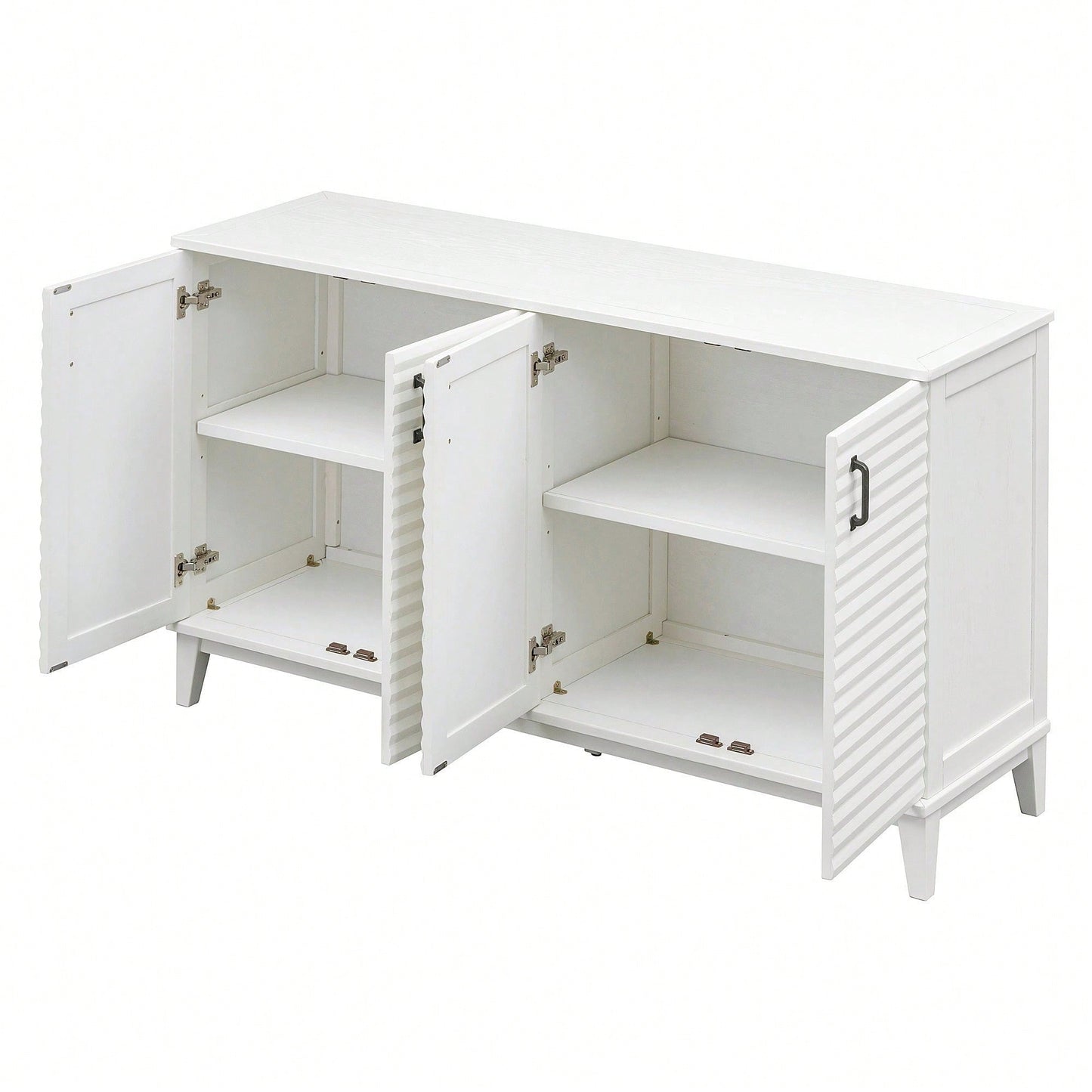 4 Door Large Storage Buffet With Adjustable Shelves And Metal Handles For Kitchen, Living Room, Dining Room