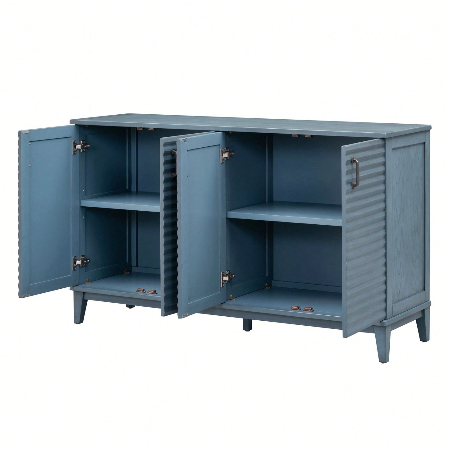 4 Door Large Storage Buffet With Adjustable Shelves And Metal Handles For Kitchen, Living Room, Dining Room