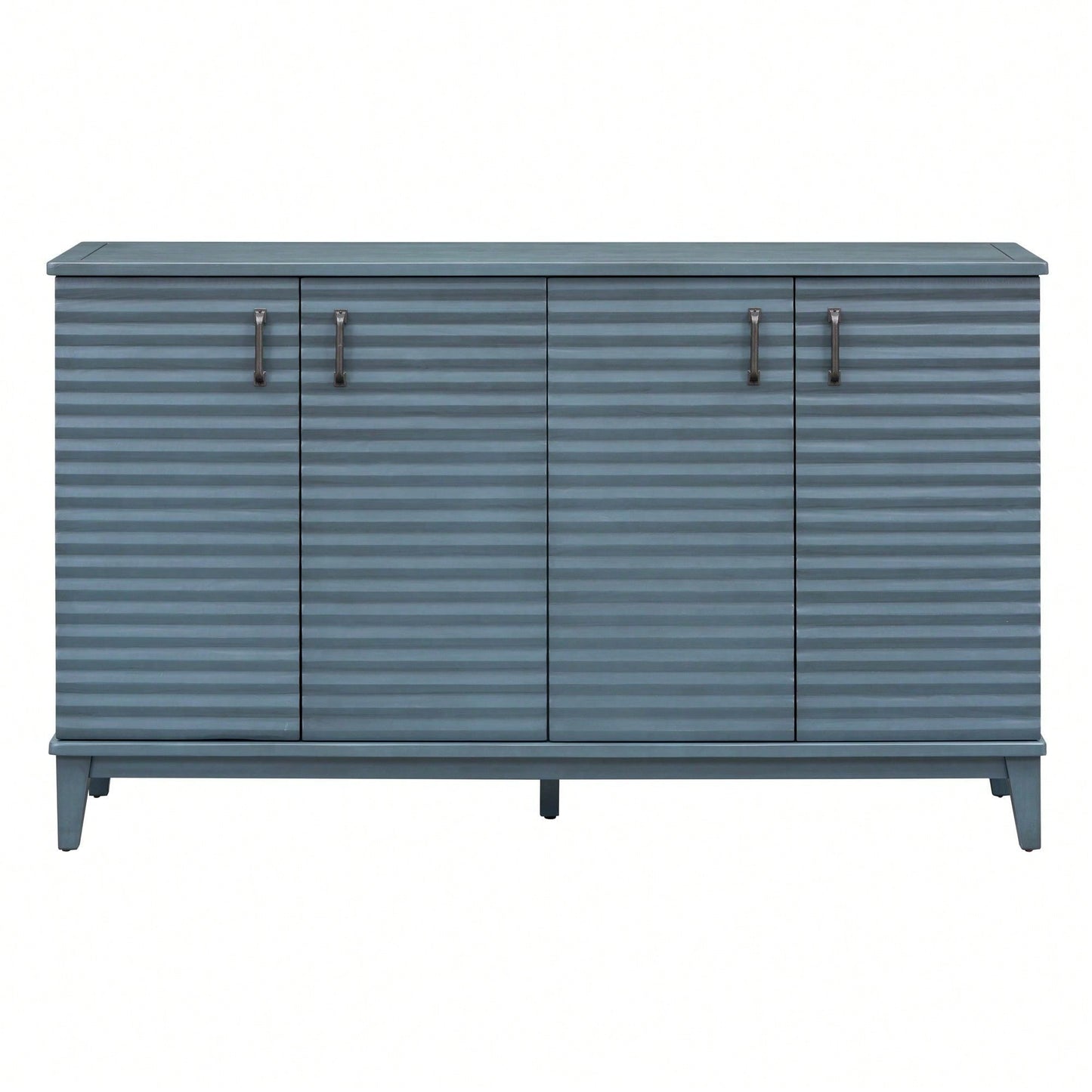 4 Door Large Storage Buffet With Adjustable Shelves And Metal Handles For Kitchen, Living Room, Dining Room