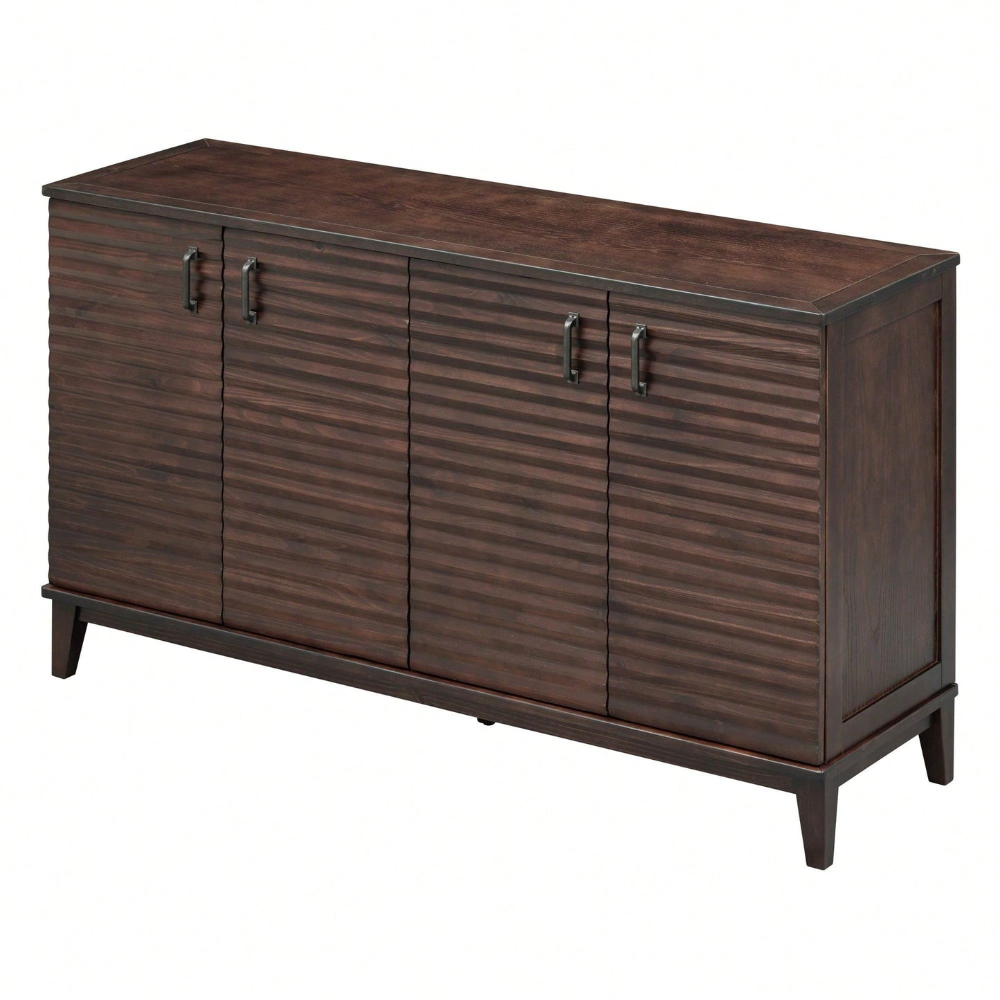 4 Door Large Storage Buffet With Adjustable Shelves And Metal Handles For Kitchen, Living Room, Dining Room