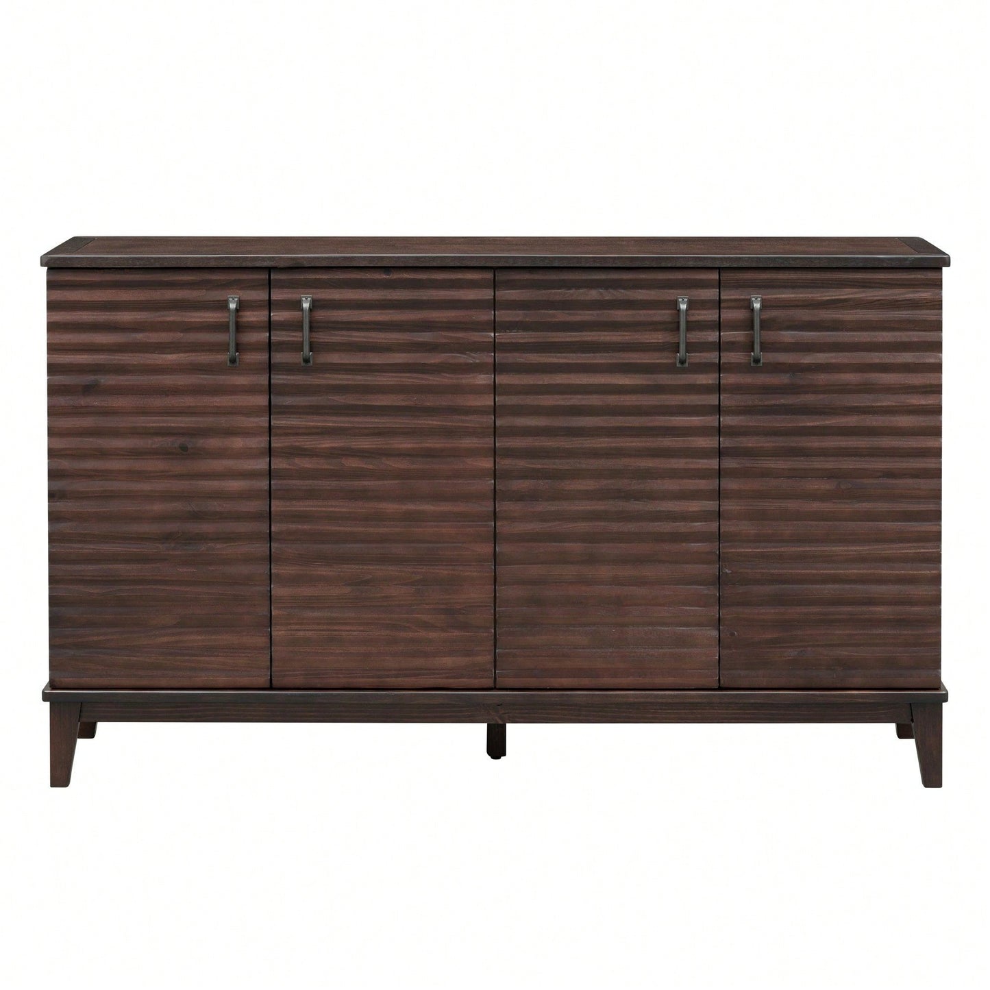 4 Door Large Storage Buffet With Adjustable Shelves And Metal Handles For Kitchen, Living Room, Dining Room