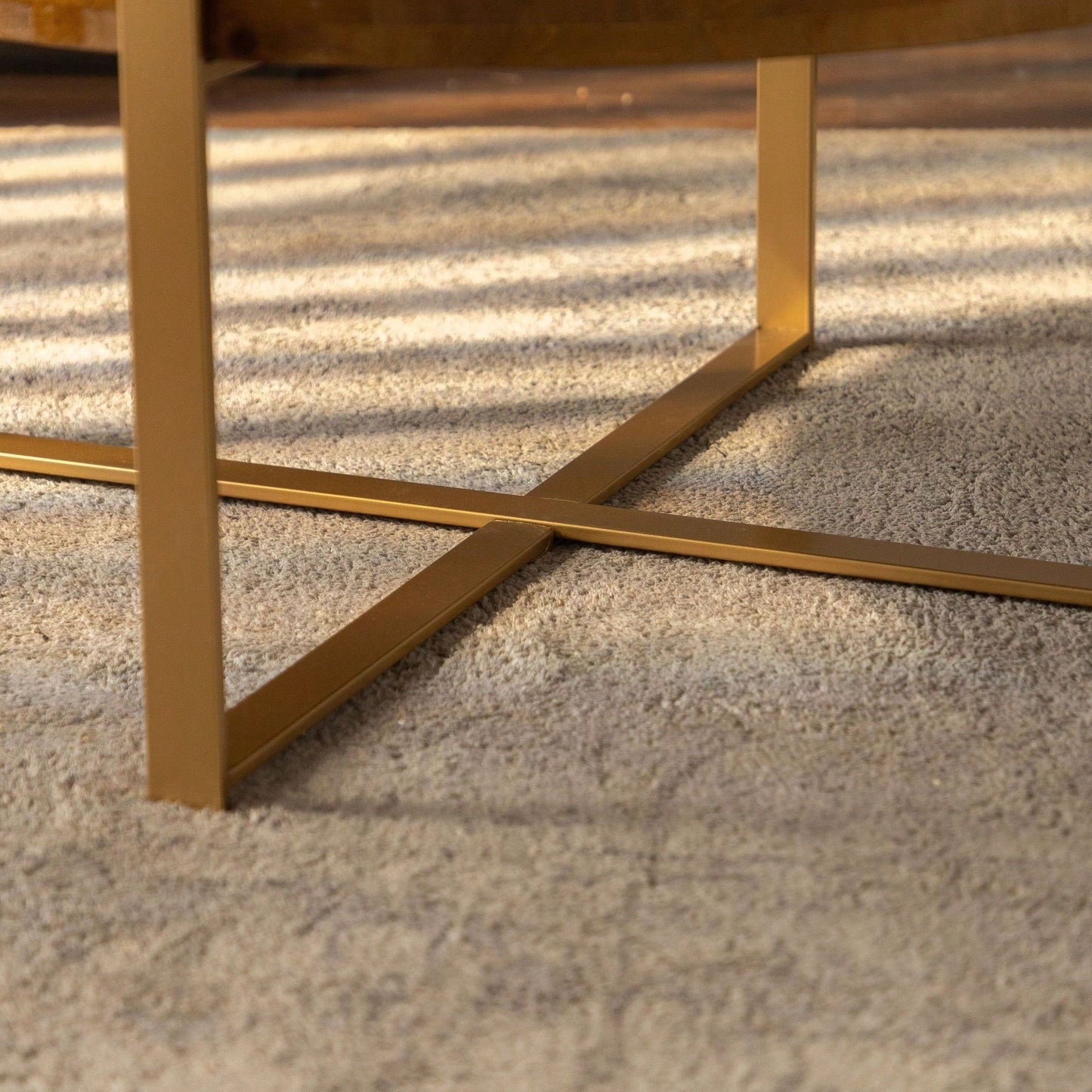 Modern Retro Splicing Round Coffee Table, Fir Wood Table Top With Black Cross Legs Base