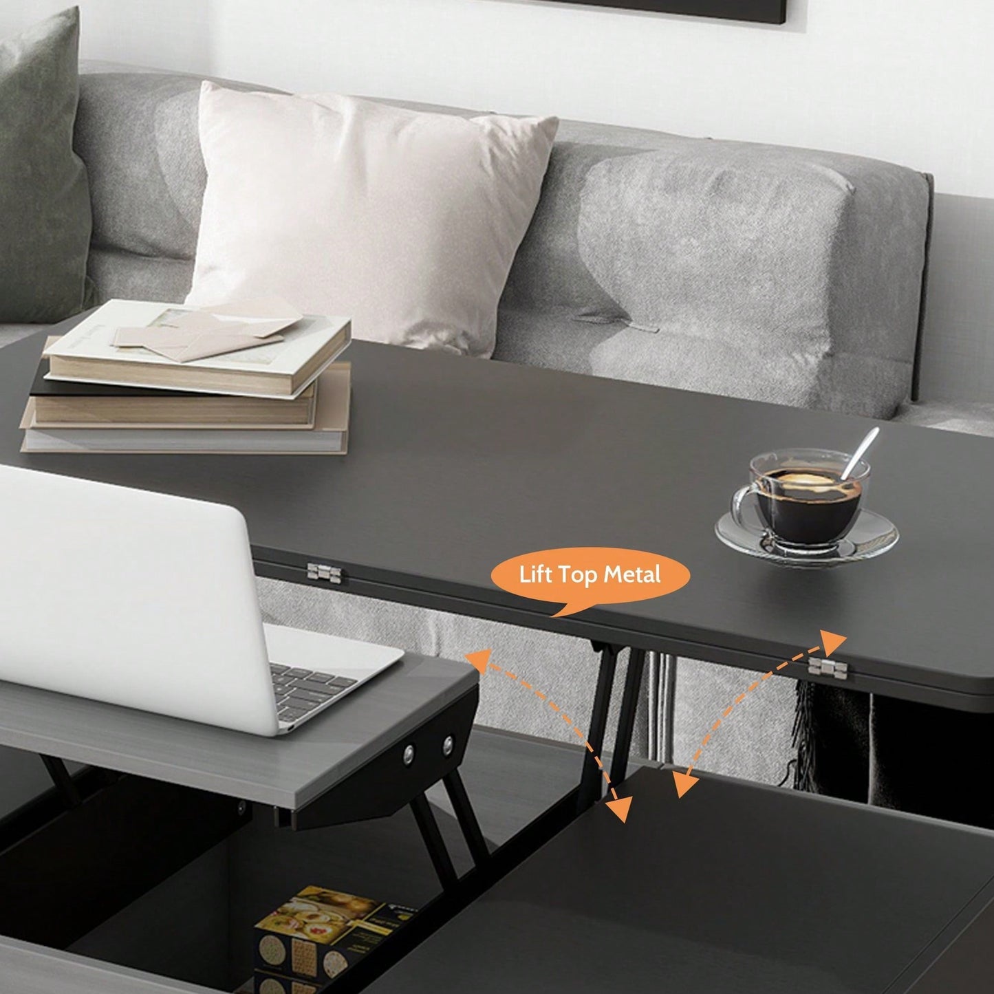 Multi-Functional Rectangle Lift-Top Coffee Table Extendable With Storage