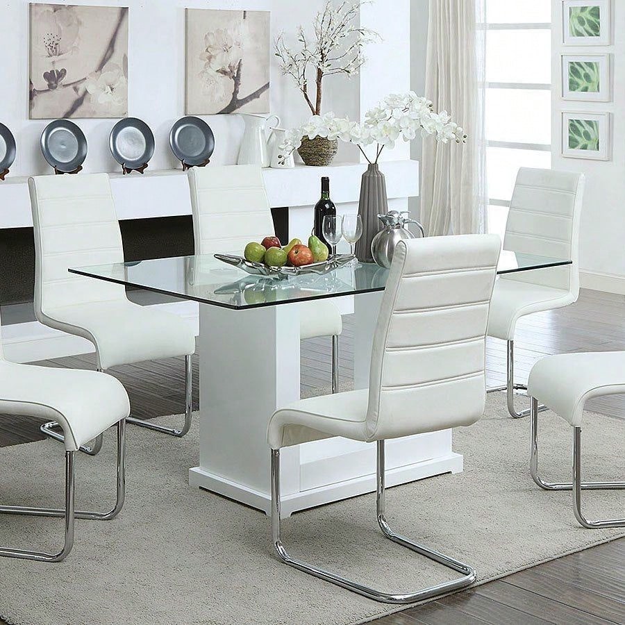 Set Of 2 Chairs Kitchen Dining Room Metal Chrome Legs, Contemporary Padded Leatherette