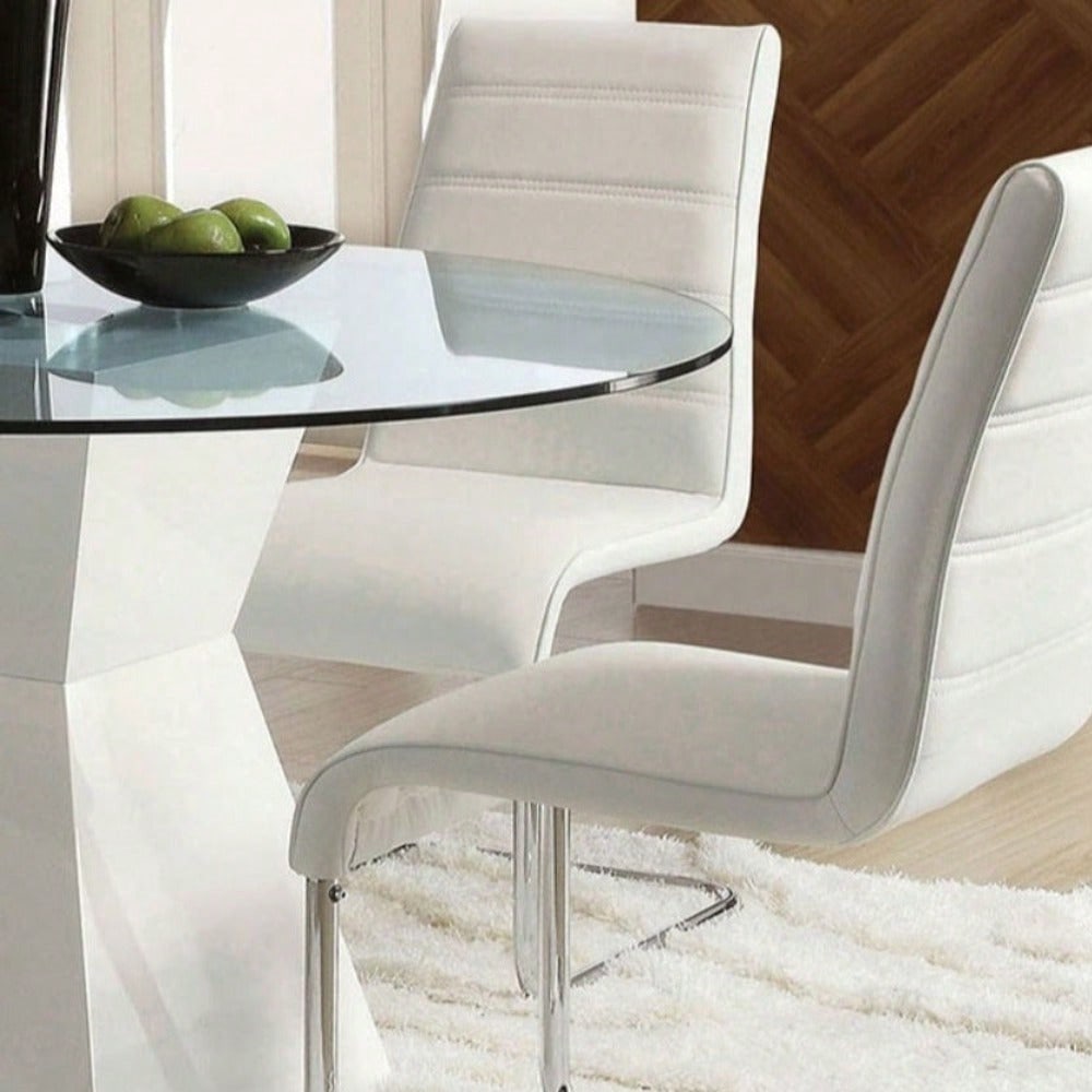 Set Of 2 Chairs Kitchen Dining Room Metal Chrome Legs, Contemporary Padded Leatherette