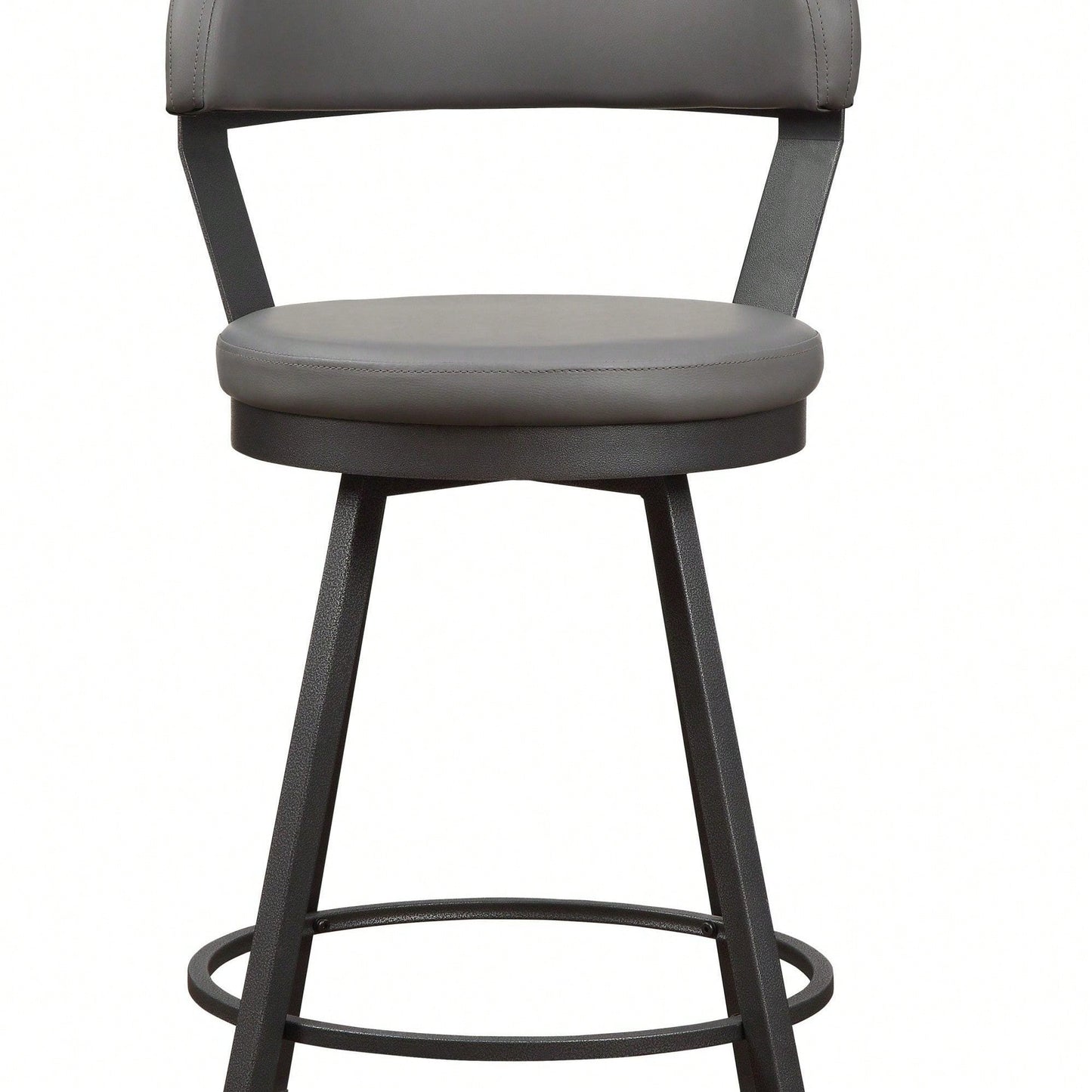 24-Inch Counter Height Chairs Set Of 2pc Grey Seat 360-Degree Swivel Faux Leather Upholstered Dining Room Furniture