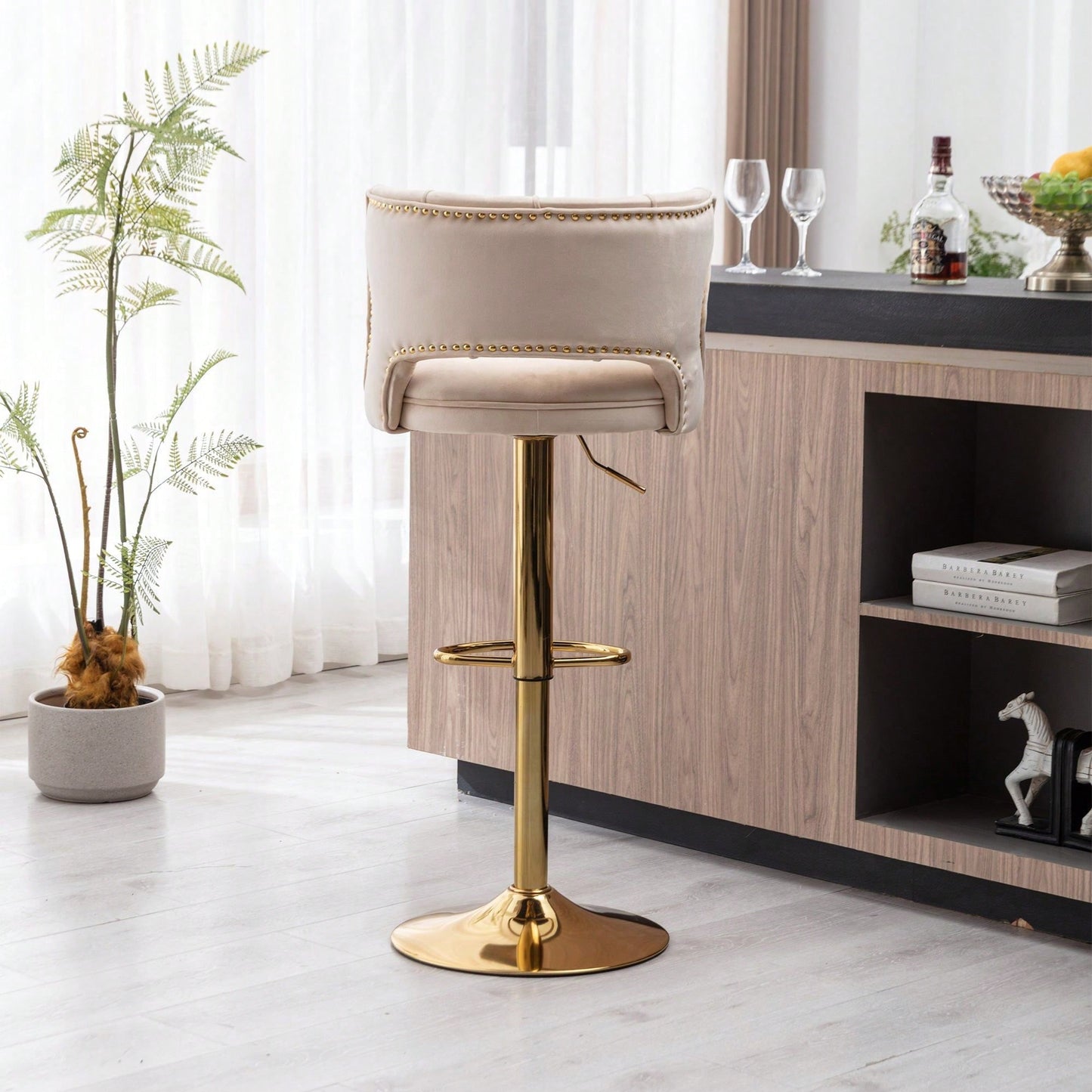 Bar Stools With Back And Footrest Counter Height Dining Chairs-2PCS/SET