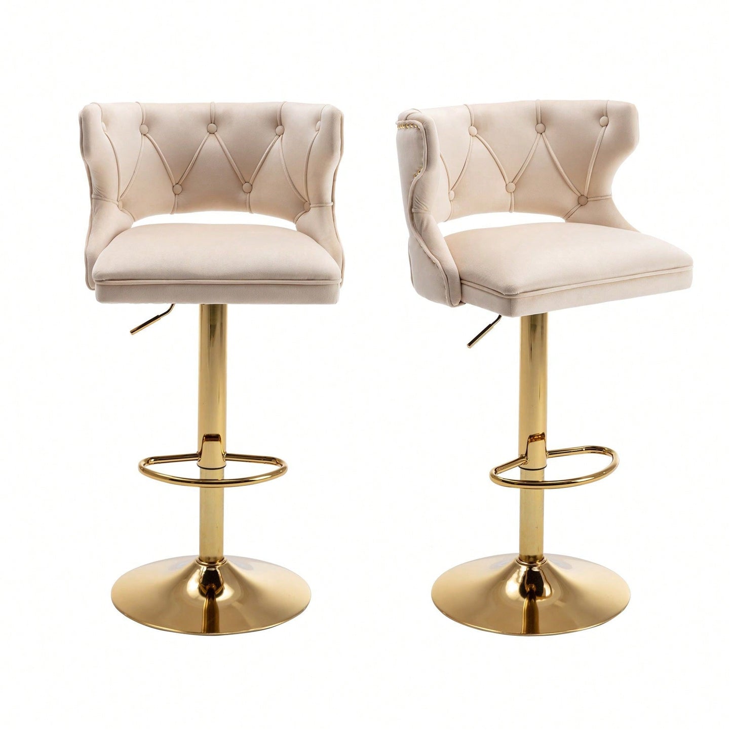 Bar Stools With Back And Footrest Counter Height Dining Chairs-2PCS/SET
