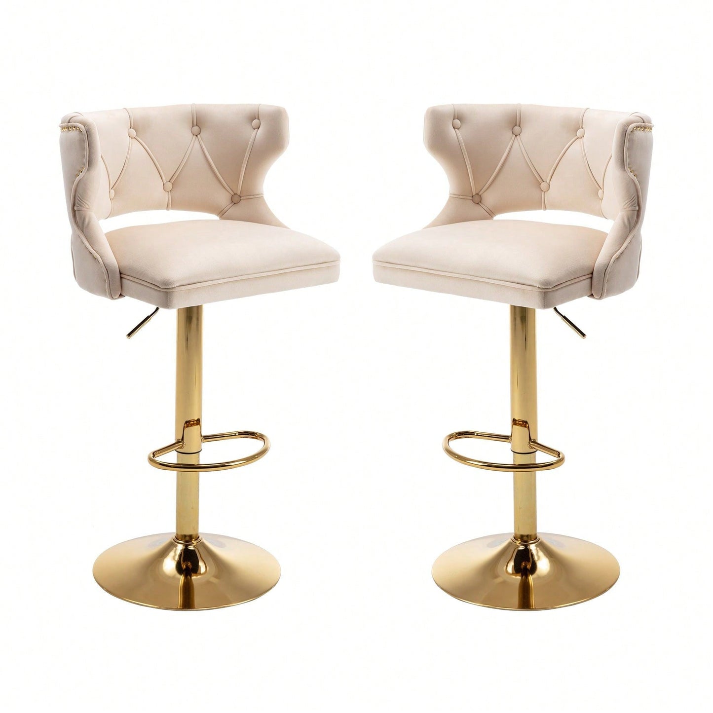 Bar Stools With Back And Footrest Counter Height Dining Chairs-2PCS/SET