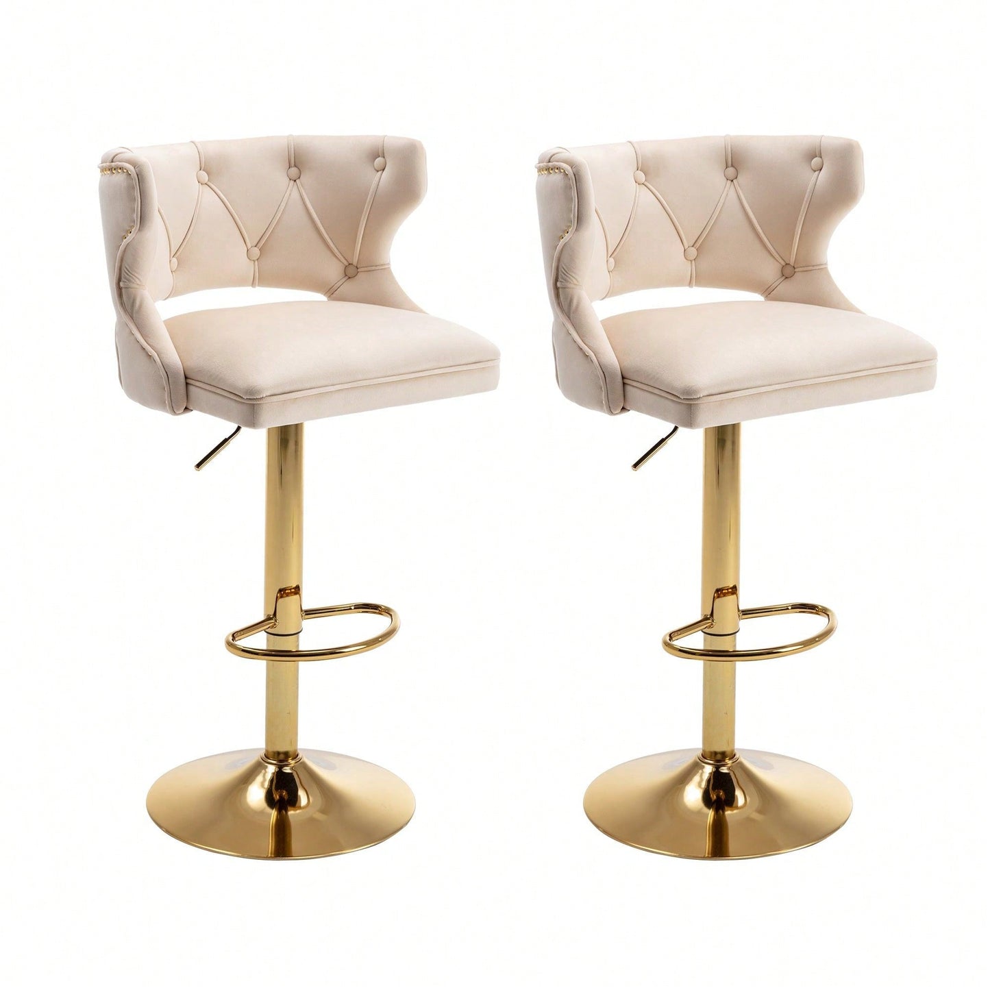 Bar Stools With Back And Footrest Counter Height Dining Chairs-2PCS/SET