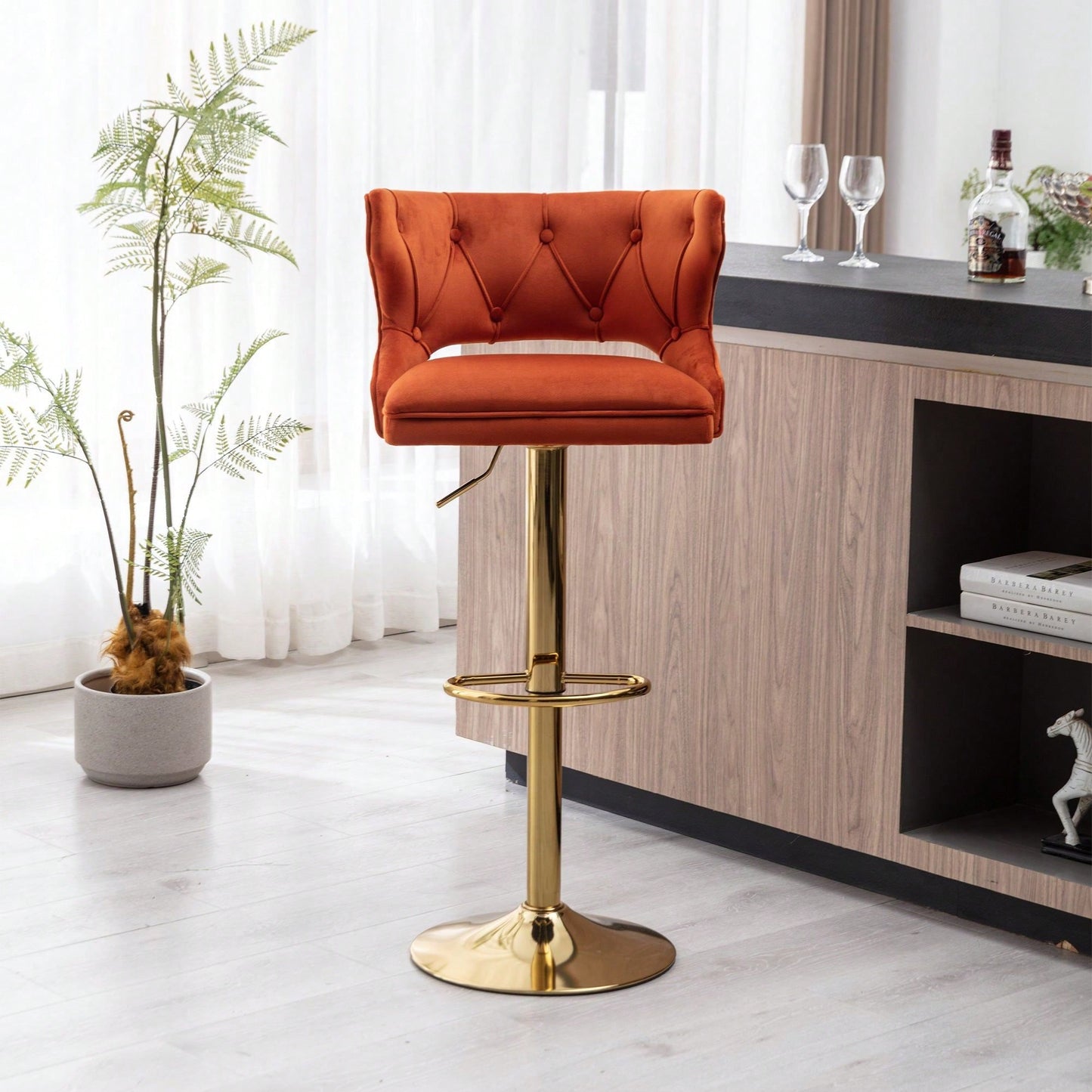 Bar Stools With Back And Footrest Counter Height Dining Chairs-2PCS/SET