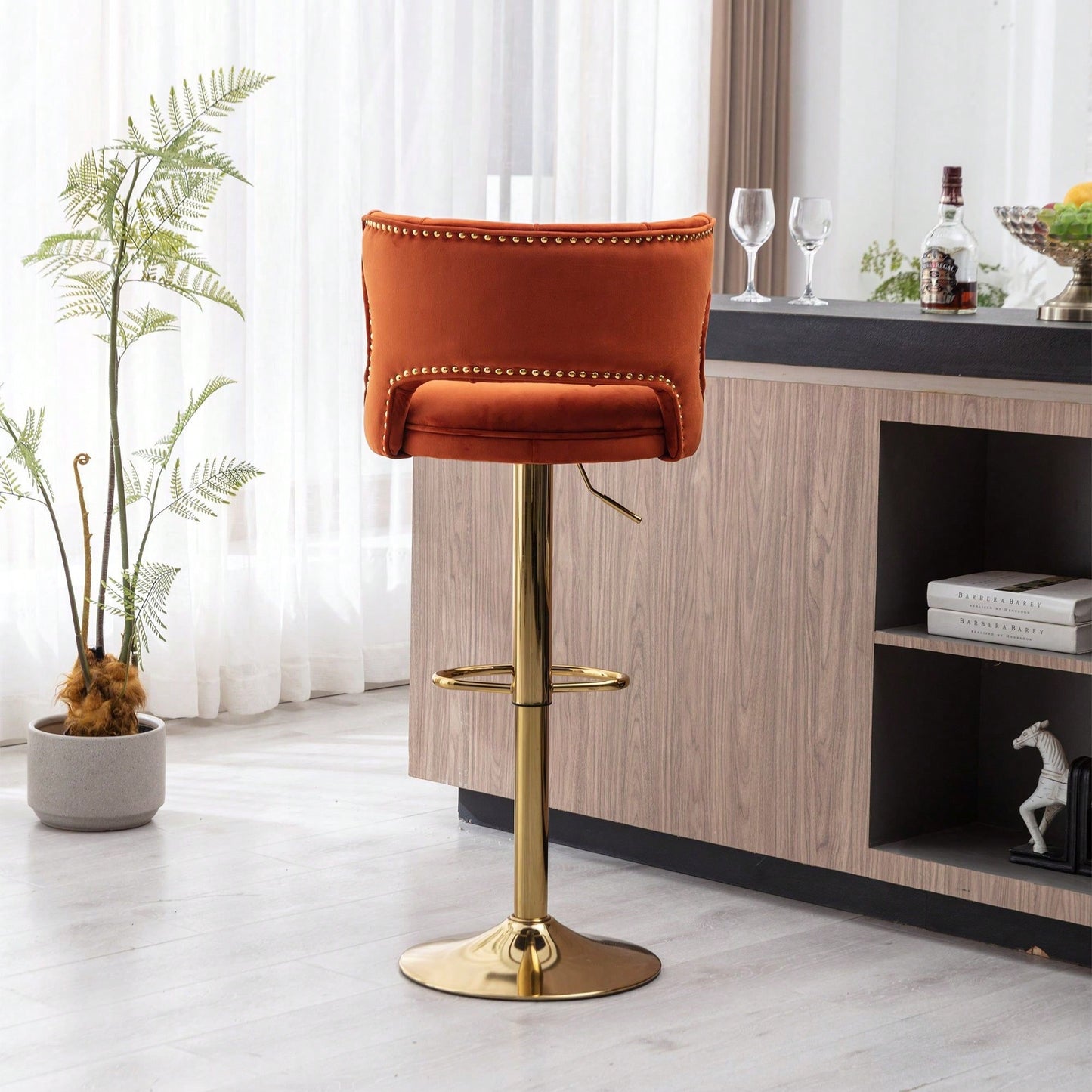 Bar Stools With Back And Footrest Counter Height Dining Chairs-2PCS/SET