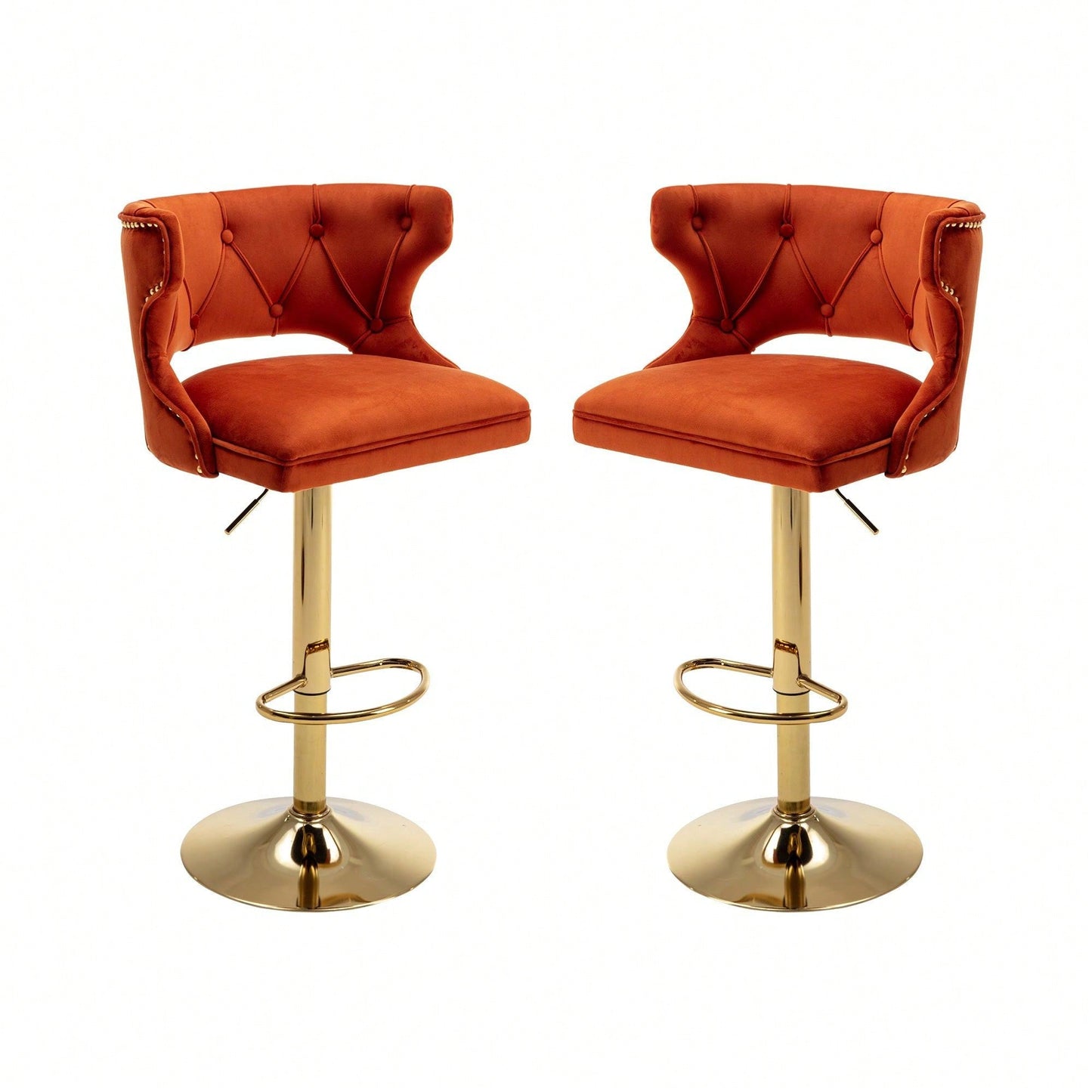 Bar Stools With Back And Footrest Counter Height Dining Chairs-2PCS/SET
