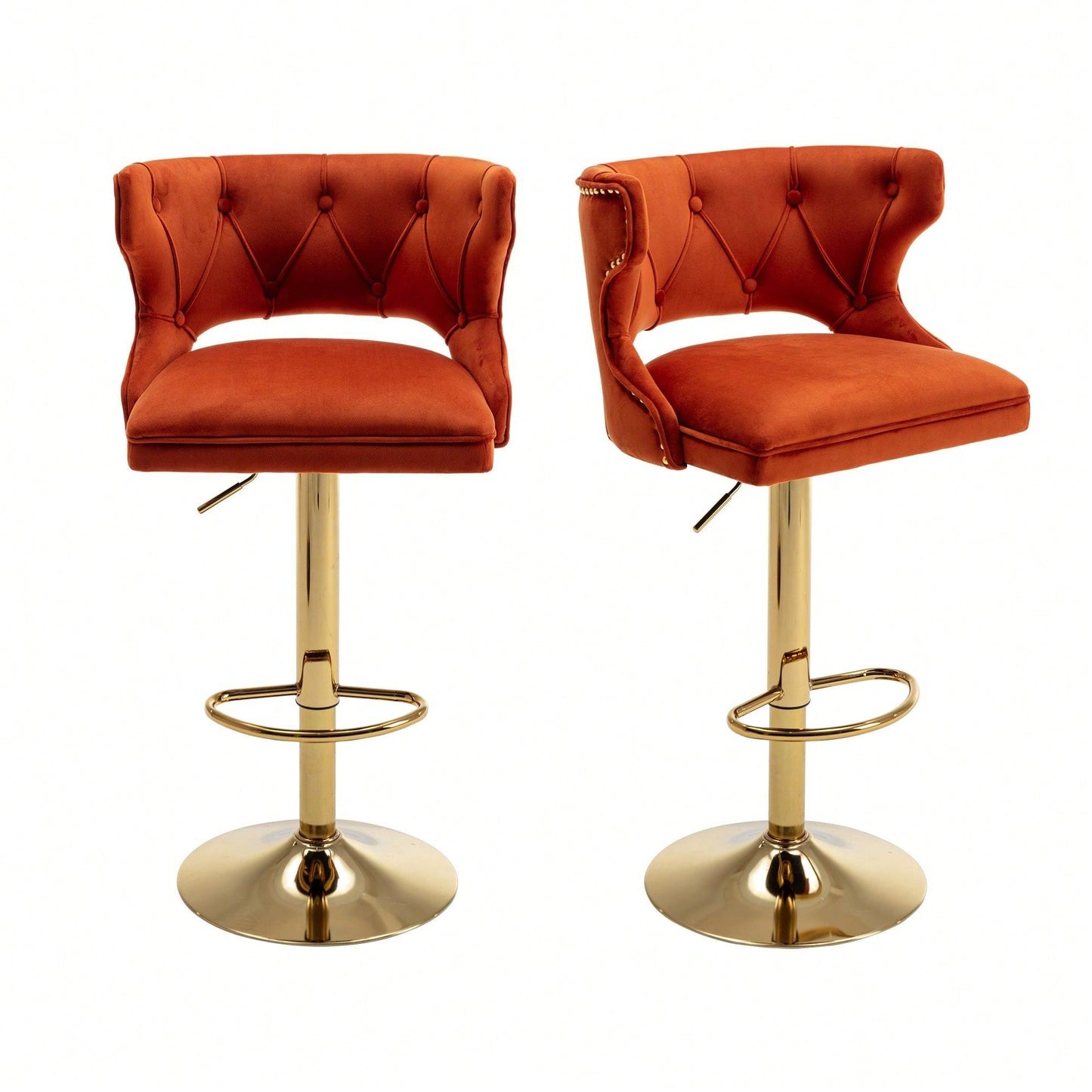 Bar Stools With Back And Footrest Counter Height Dining Chairs-2PCS/SET