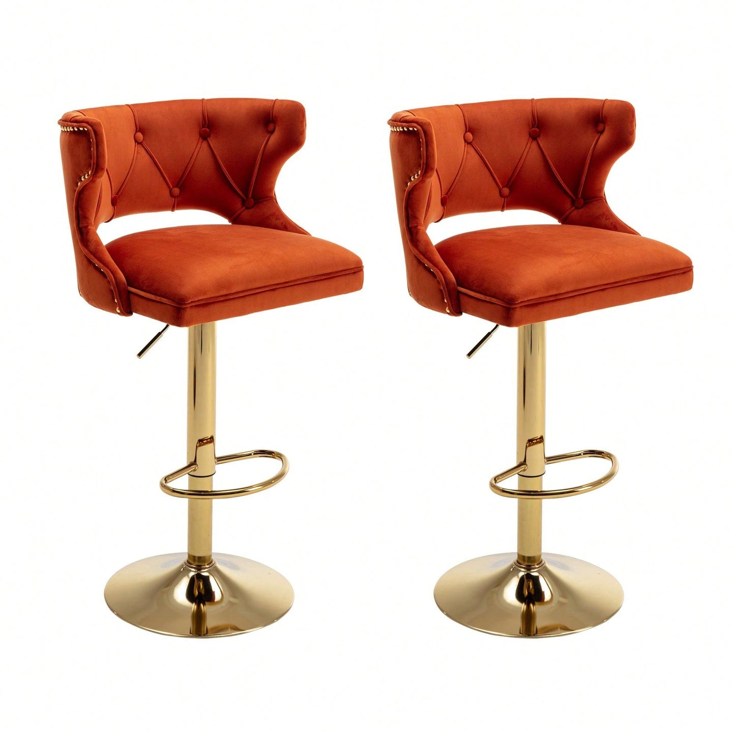Bar Stools With Back And Footrest Counter Height Dining Chairs-2PCS/SET