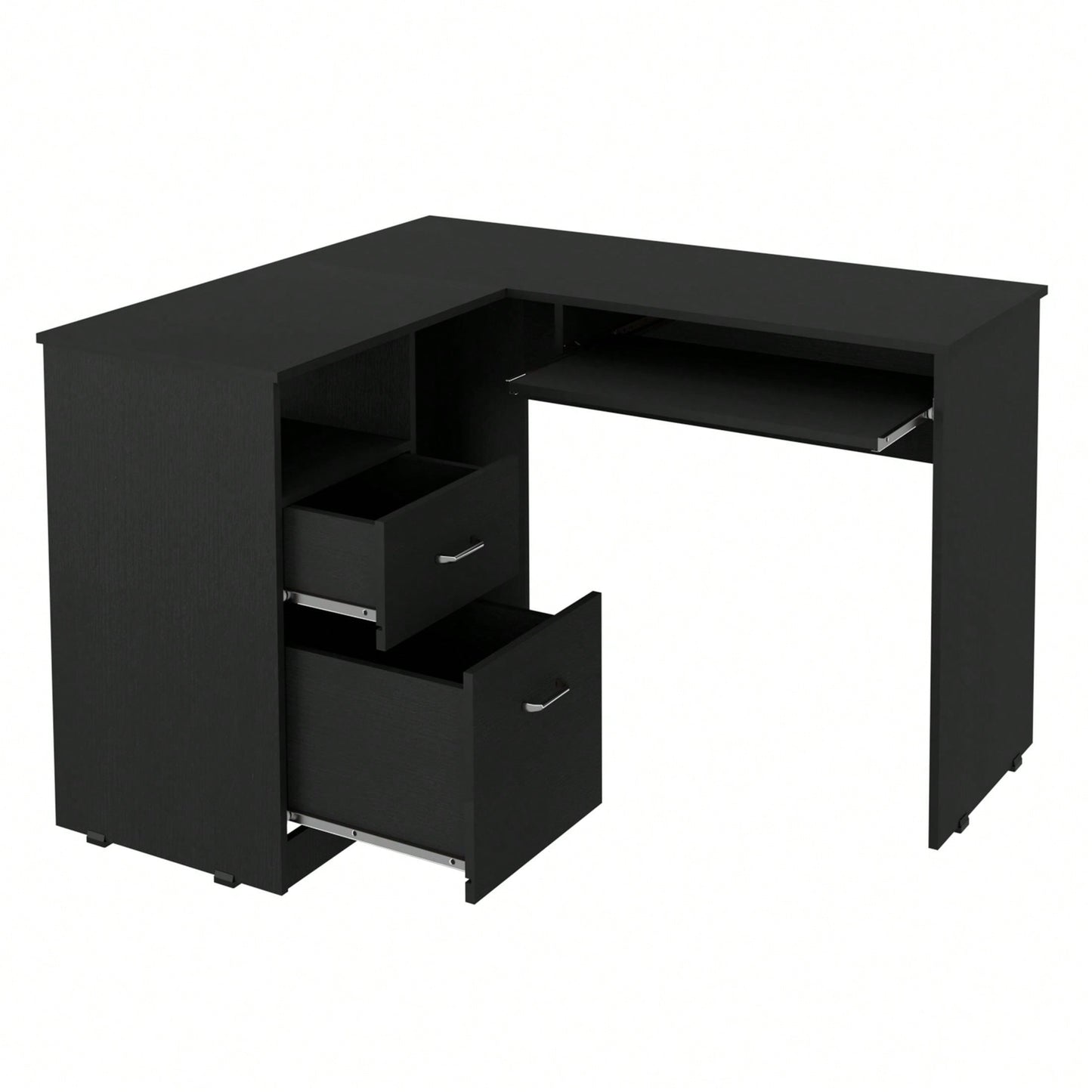 L-Shaped Desk, Keyboard Shelf
