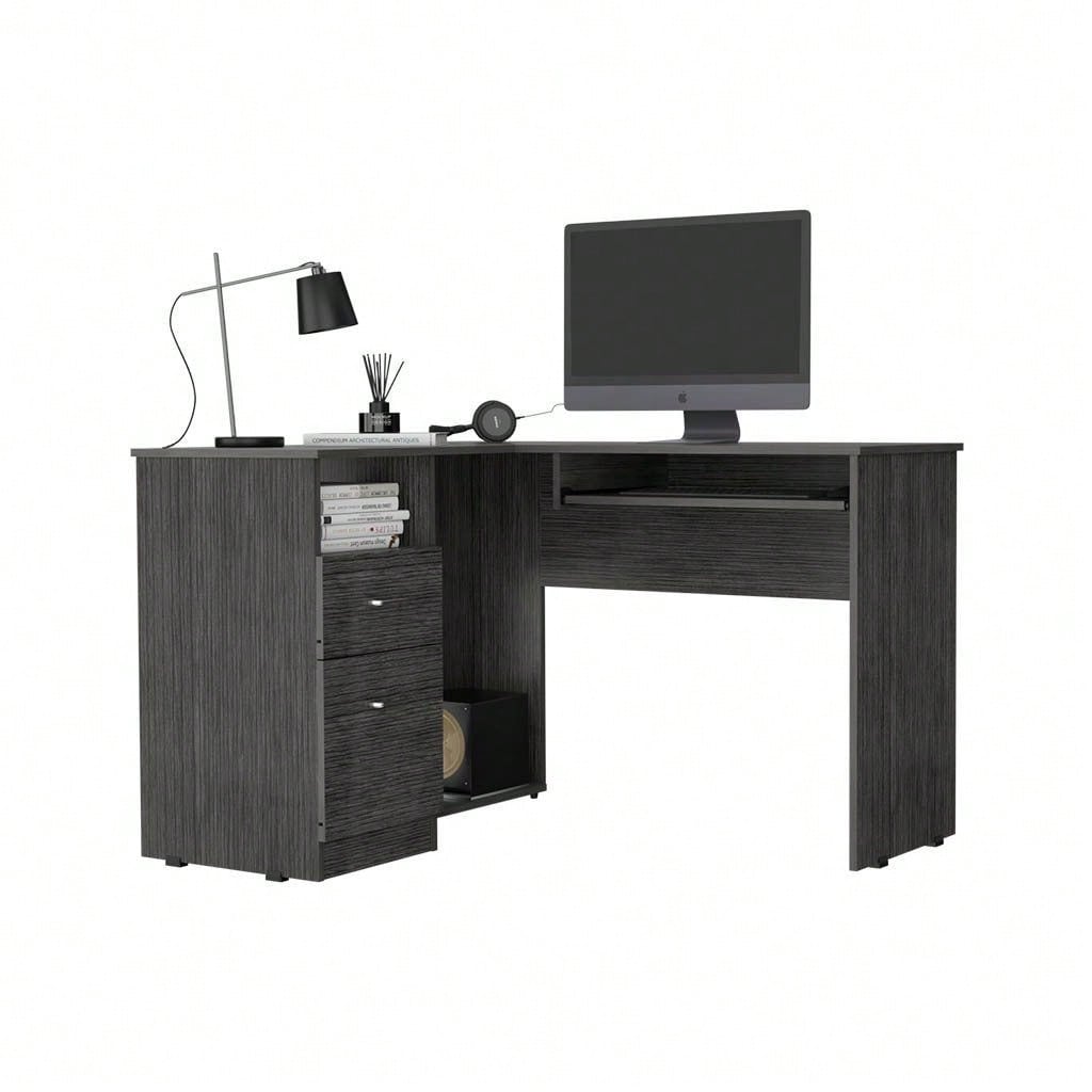 L-Shaped Desk, Keyboard Shelf