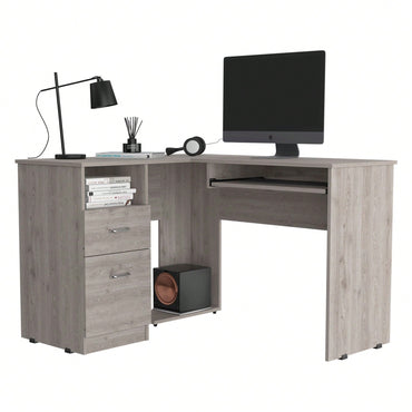 L-Shaped Desk, Keyboard Shelf