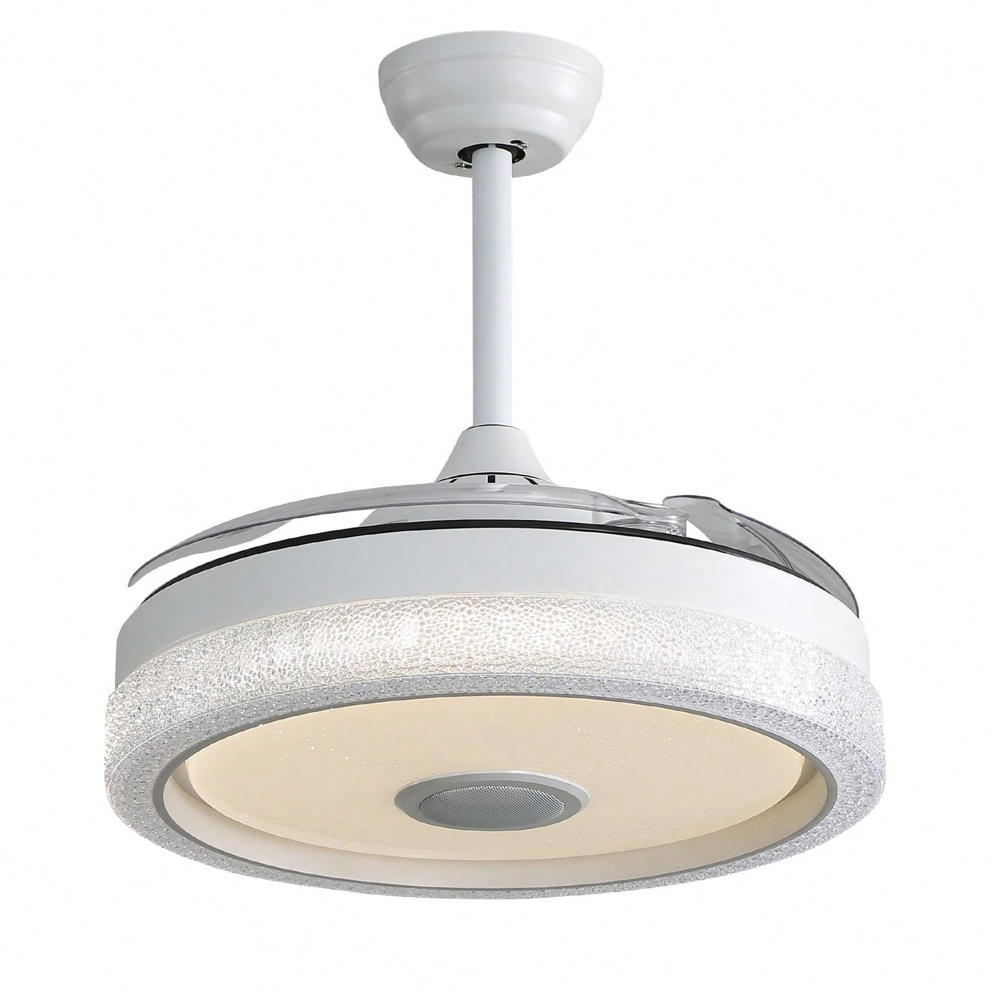 42 Inch Modern Invisible Ceiling Fan with Remote Control Reversible DC Motor and 36W LED Light Smart App Control ETL Certified